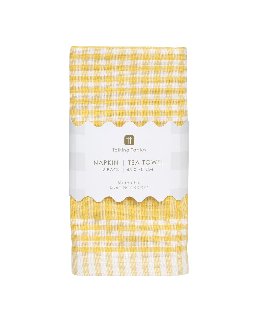 Yellow & White Fabric Gingham Napkins/Tea Towels - 2 Pack