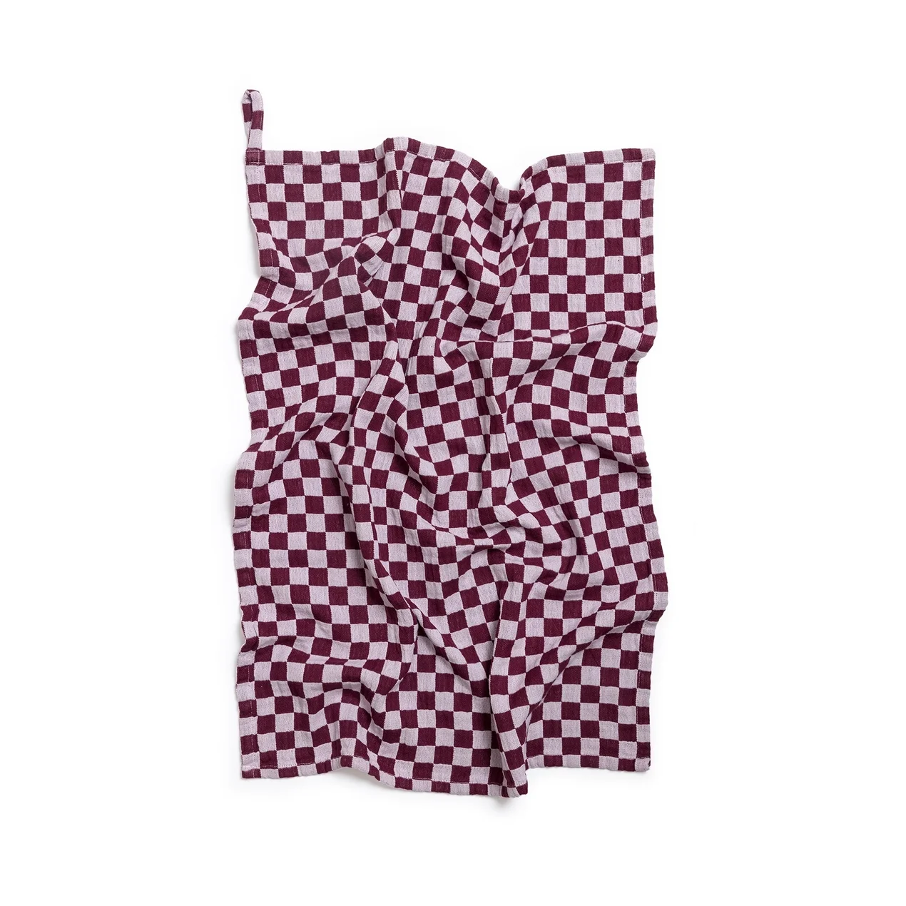 Cotton Hand Towel: Burgundy Check