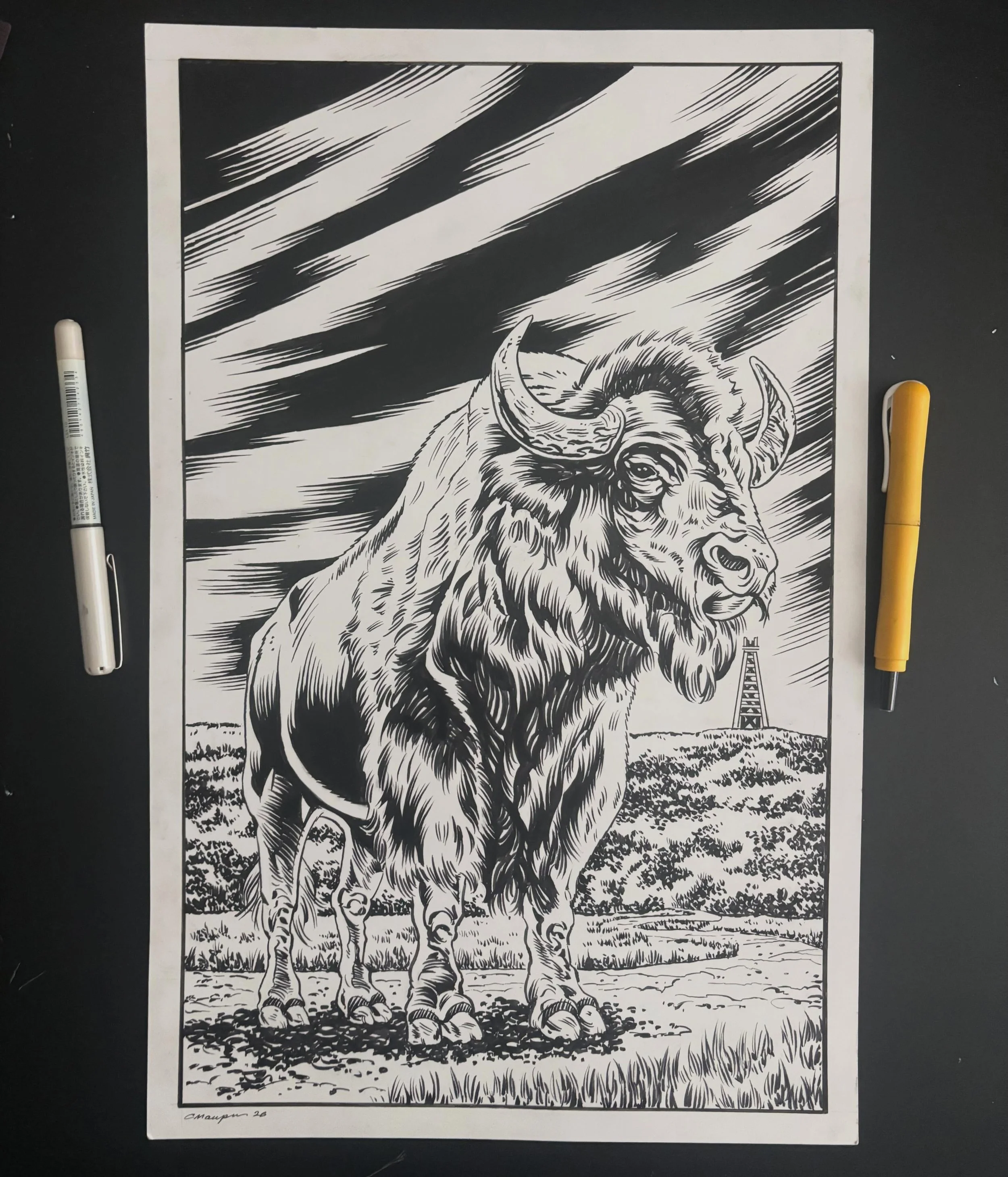 This finished ink illustration will be used in a poster design I&rsquo;m creating for the @ozarkoffroadcyclists Buffalo Headwaters Challenge. 

#illustration #inking #illustrator #illustratorsoninstagram