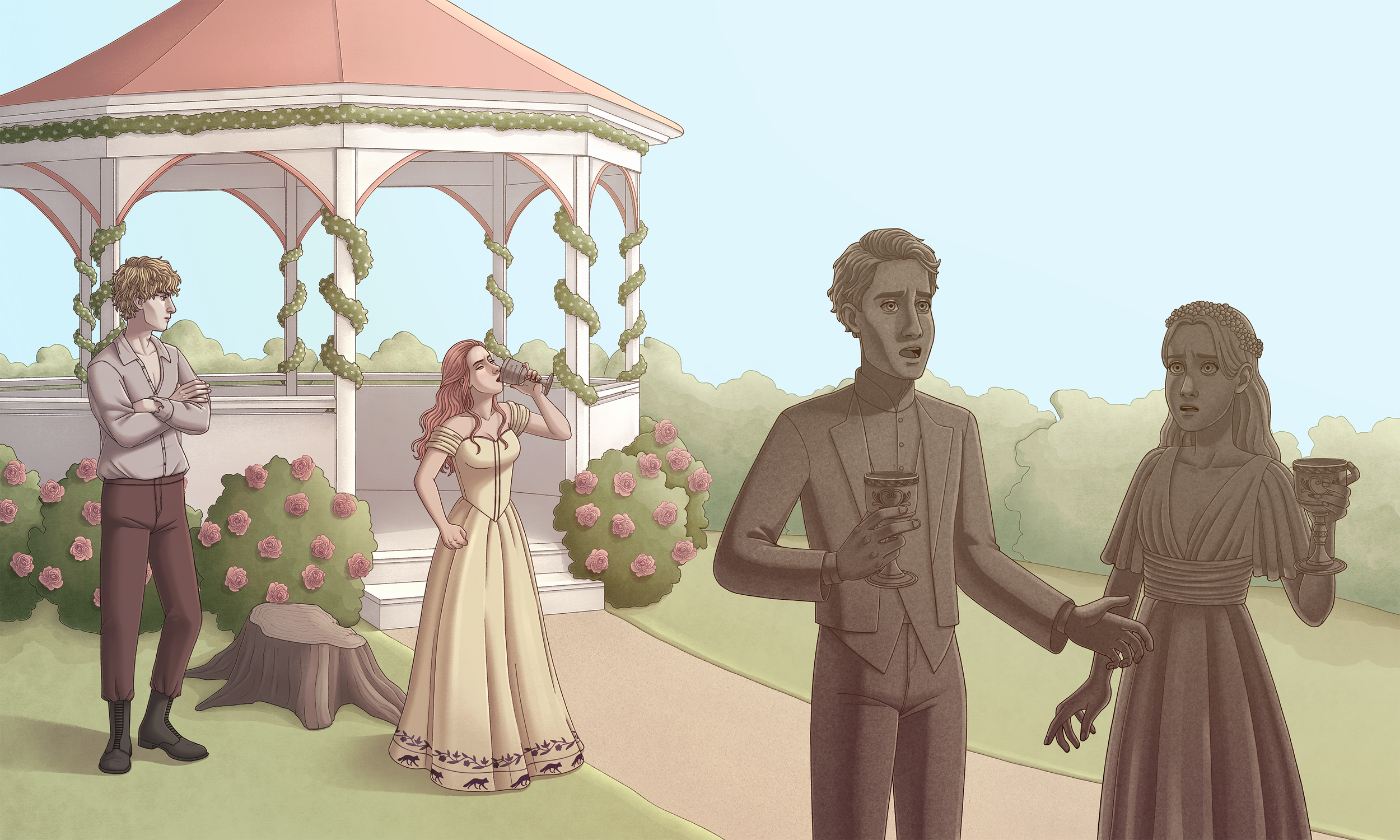 Illustrated scene from the 'Once Upon a Broken Heart' series by Stephanie Garber.