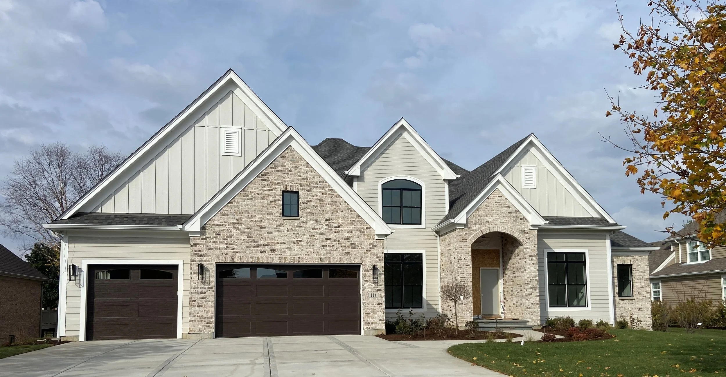 Completed Direct Homes custom home, front exterior
