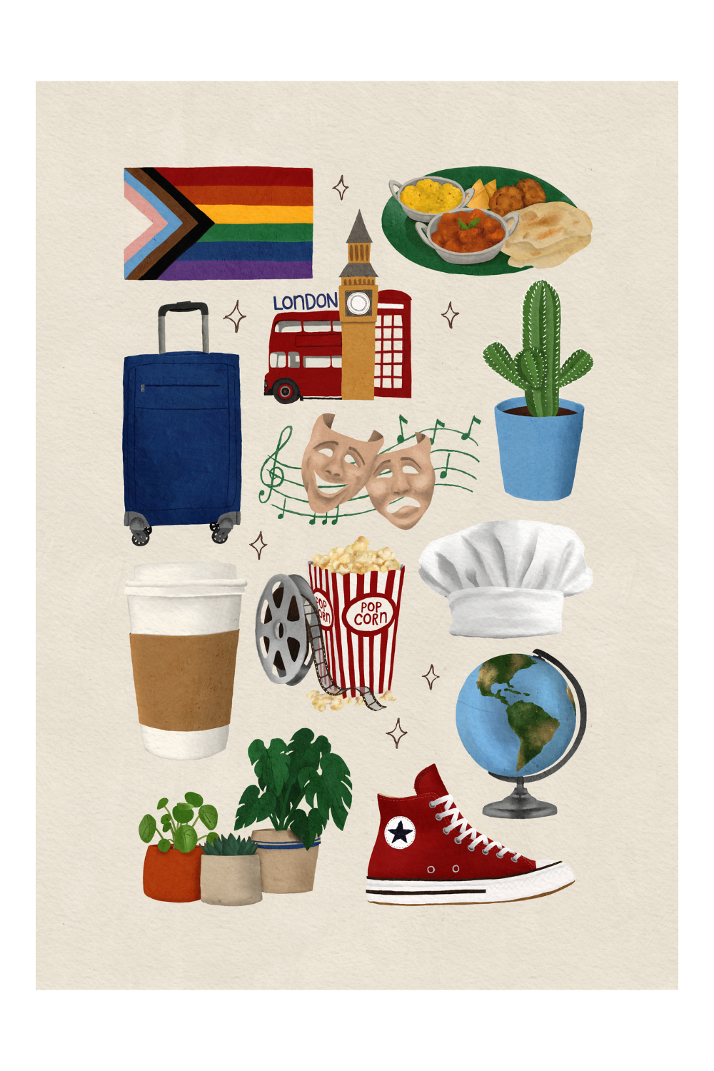 Rainbow colourful fave things art print