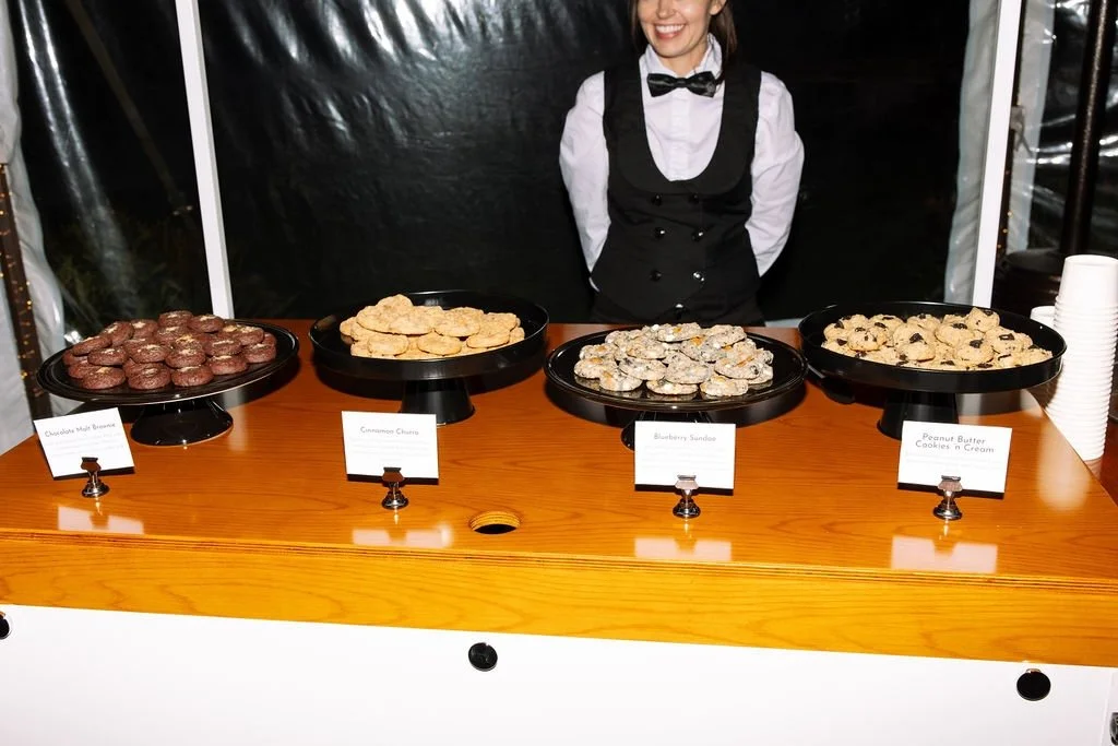 Cookie bar setup at a wedding reception