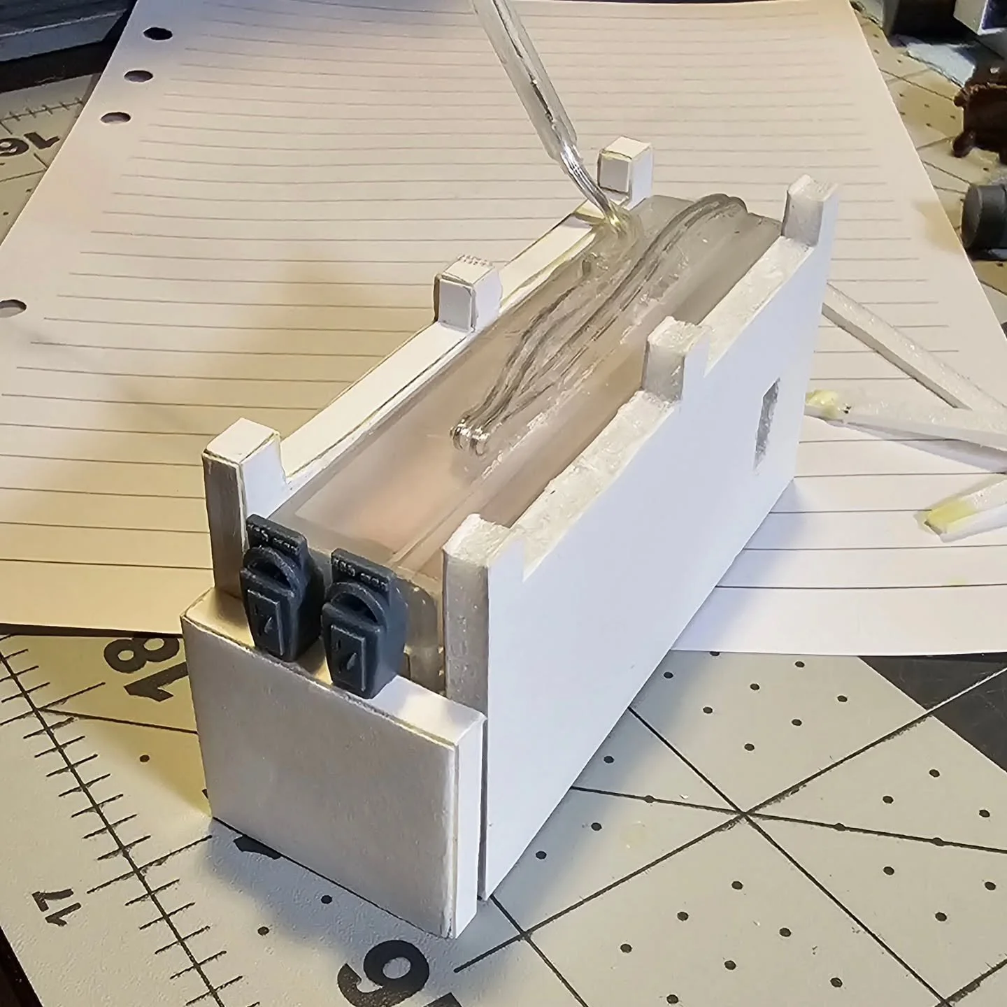 I got a little more work done on the @brutalcities Trapper's Lodge kits recently. Working on hiding the battery pack for the LEDs as a power bank with meters. It's going to have a deck grate over the top of it when I'm finished. 
.
.
.
#SEERgame #war