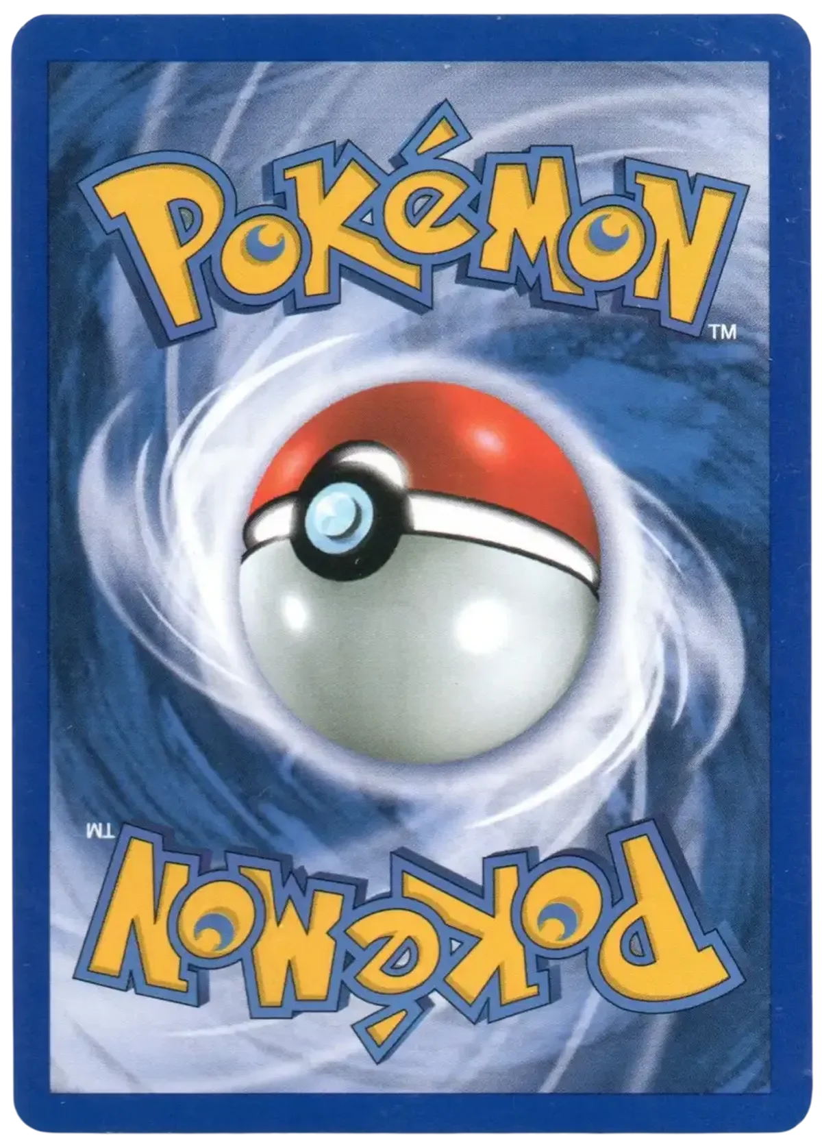Back side of a Pokémon trading card pack featuring a Poké Ball, with the Pokémon logo at the top and bottom.