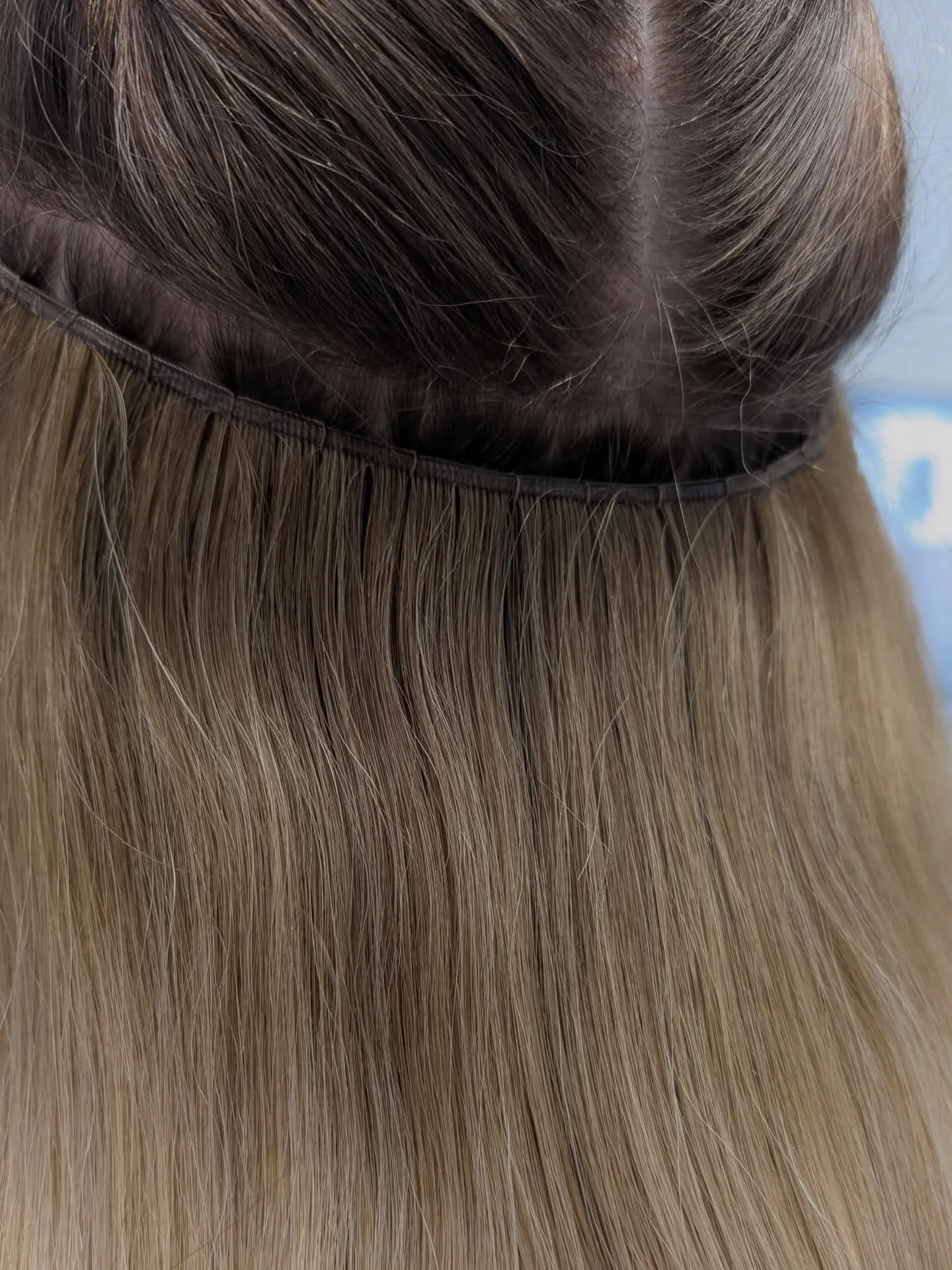 Smooth &amp; sleek weft extension install by @hairbykarleen