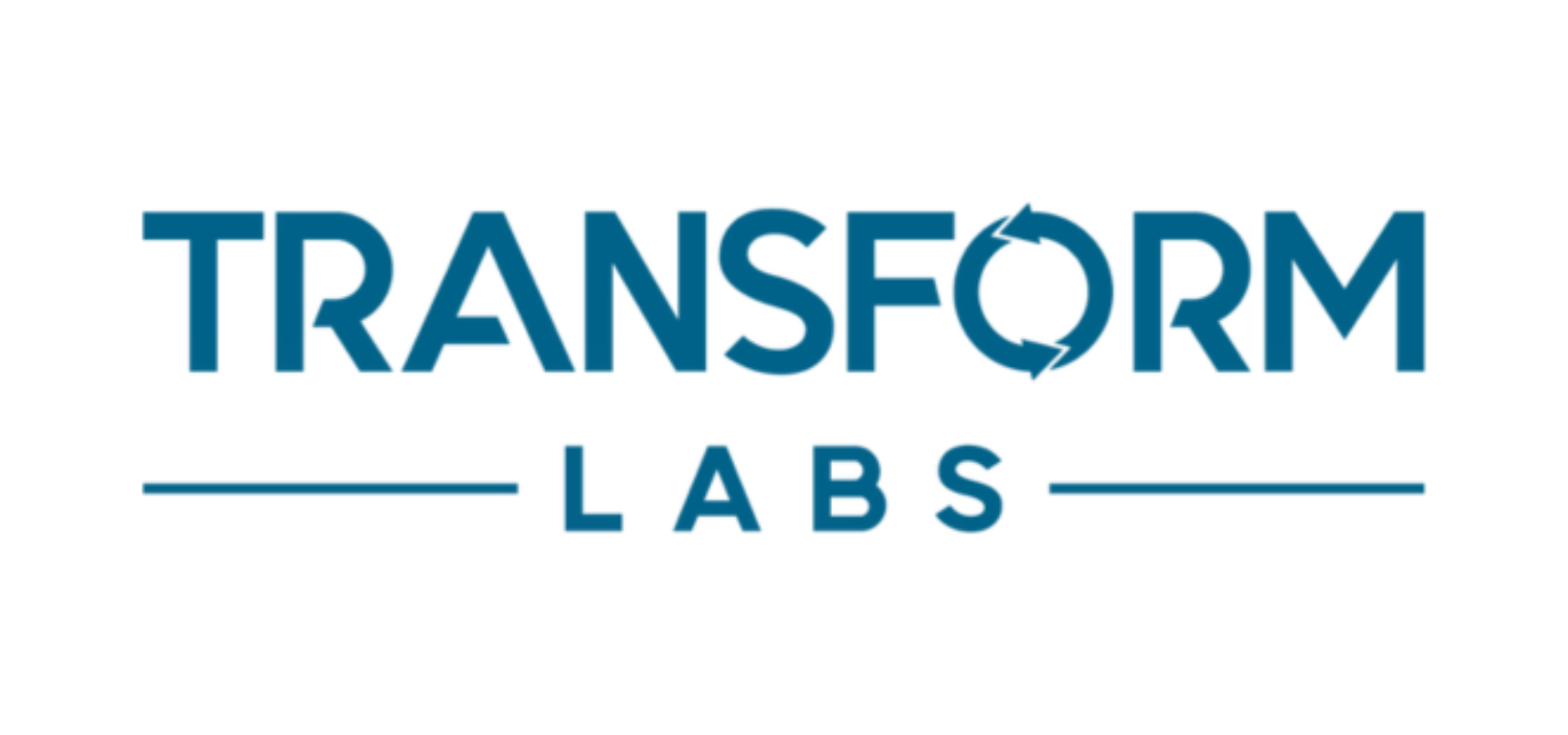 Transform Labs logo with the word 'TRANSFORM' in blue capital letters, with a circular arrow design replacing the letter 'O,' and the word 'LABS' beneath separated by two horizontal lines.