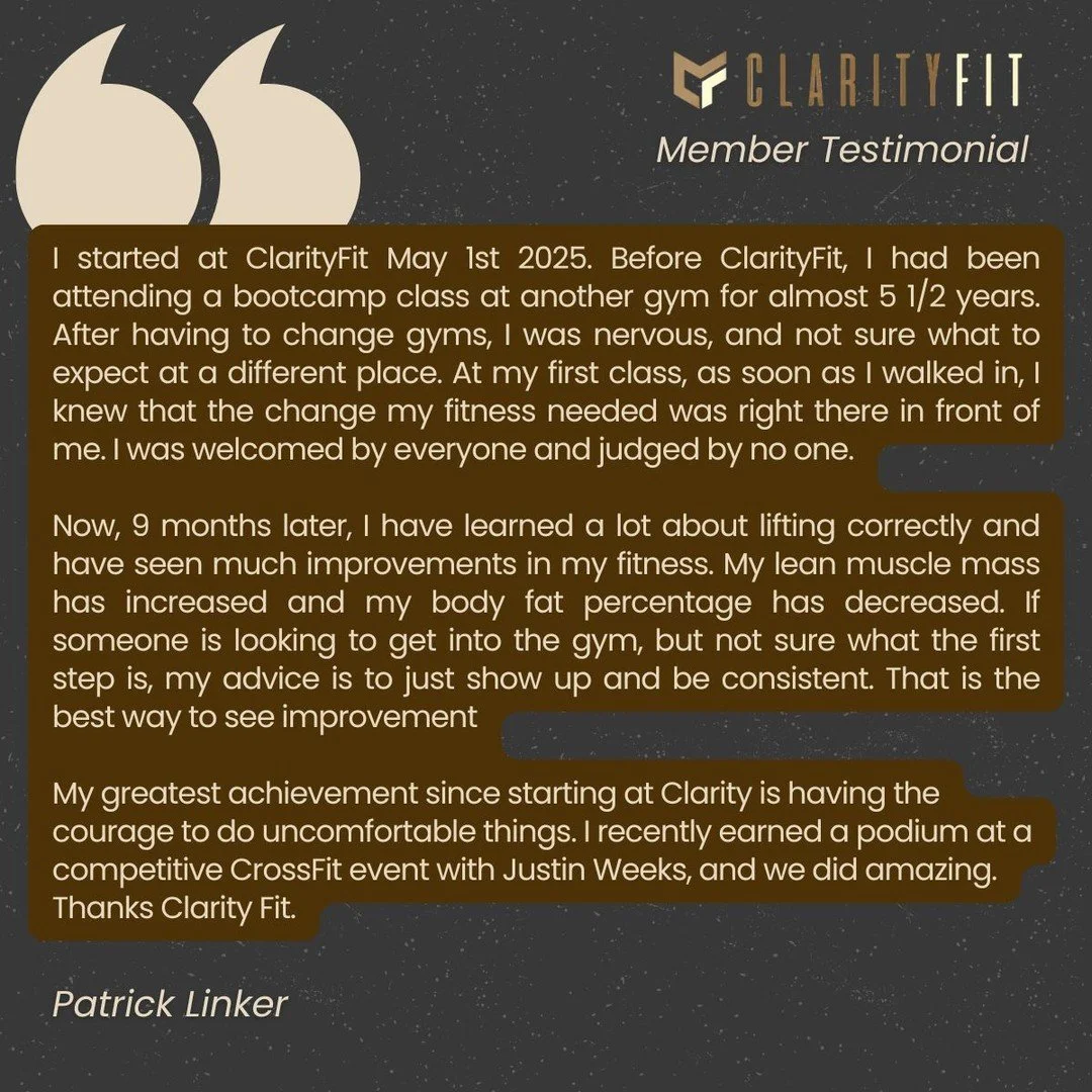 Changing gyms can be intimidating &mdash; but sometimes it&rsquo;s exactly what you need. 💪

When Patrick first walked into ClarityFit, he wasn&rsquo;t sure what to expect after years at another gym. But from day one he felt welcomed, supported, and