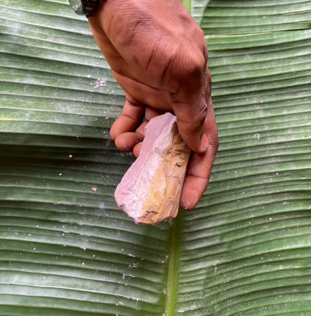 Multi-colored Nzu, harvested directly from the earth in its natural state. 