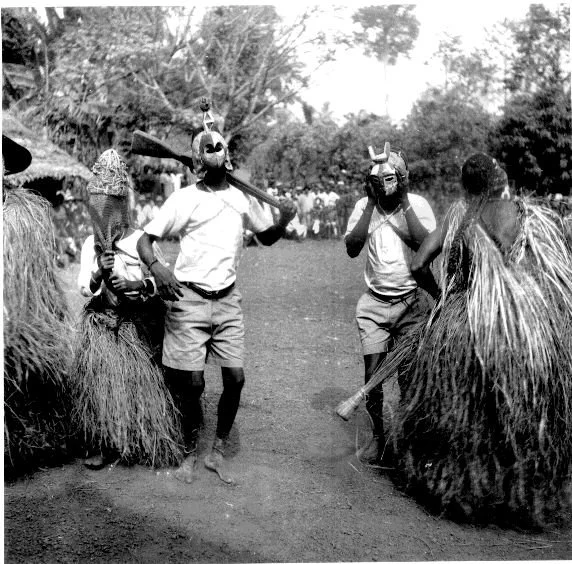 A group of masks, Boys initiation, Obohia. 📸: G. I. Jones.