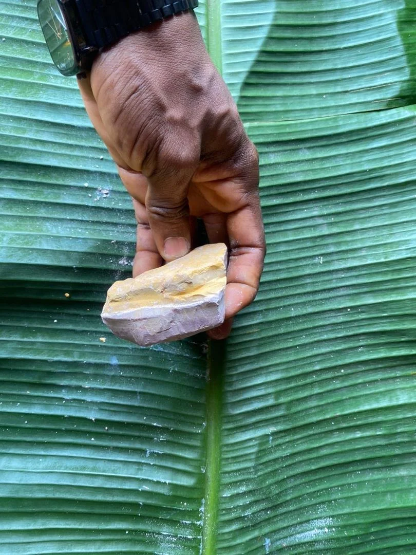 Multi-colored Nzu (b), harvested directly from the earth in its natural state.
