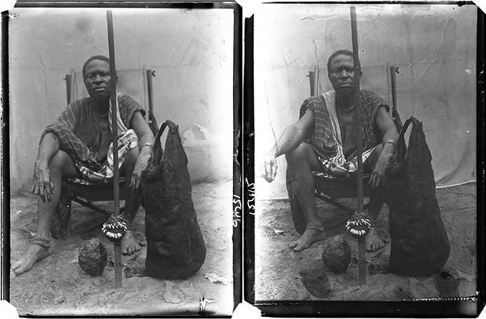 Onyeso of Agukwu Nri, pictured with oton, ofo and goat skin bag. 📸: Northcote W. Thomas