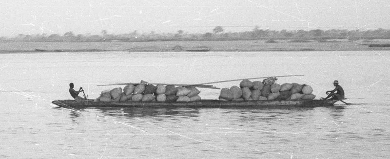 Produce laden canoe, March 1961.