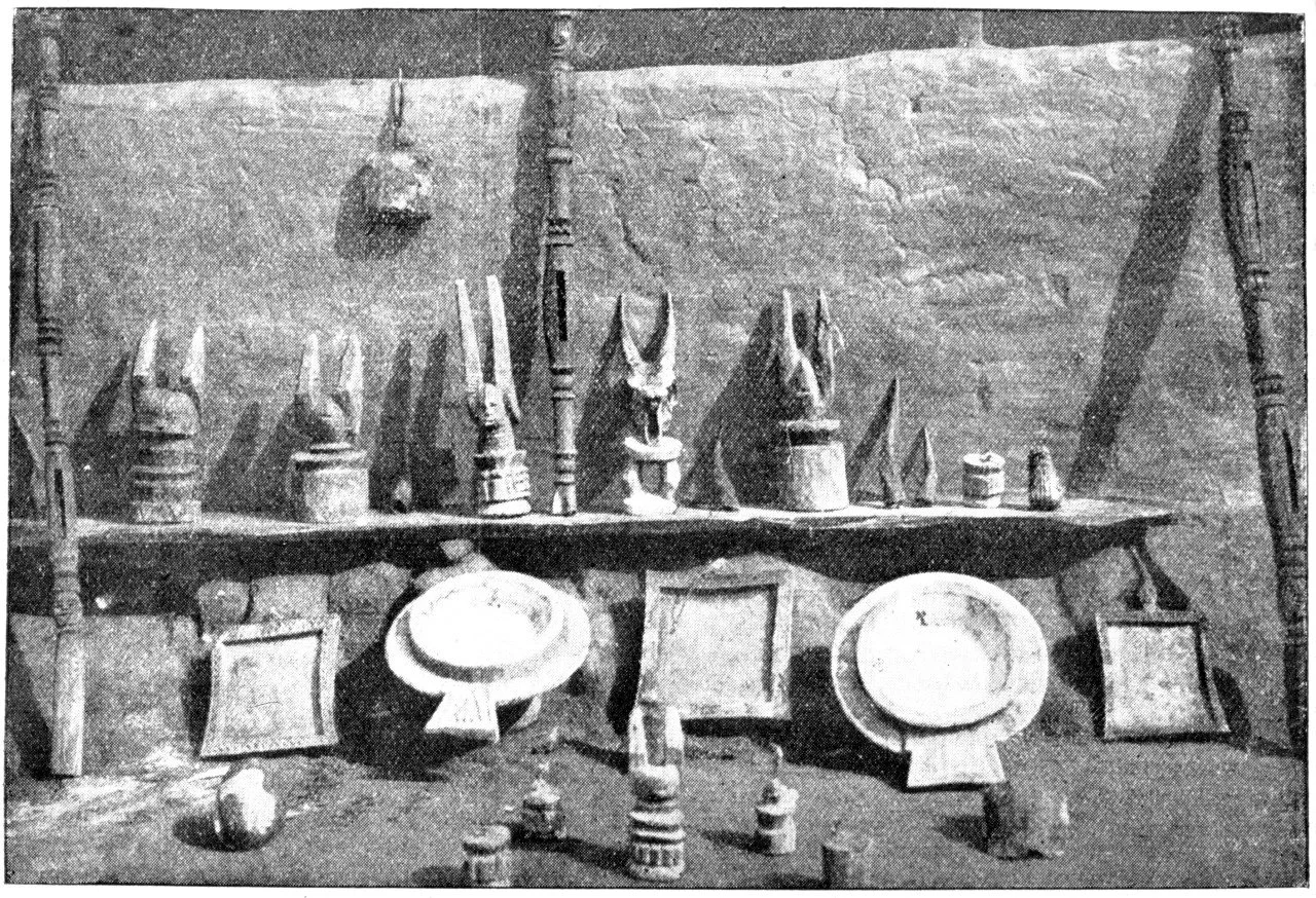 'Various forms of Ikenga and other Igbo religious items collected by French Catholic missionaries, presumably given up by Igbo Catholic converts, many Igbo (and other African) artefacts ended up in European museums and private collections this way, n