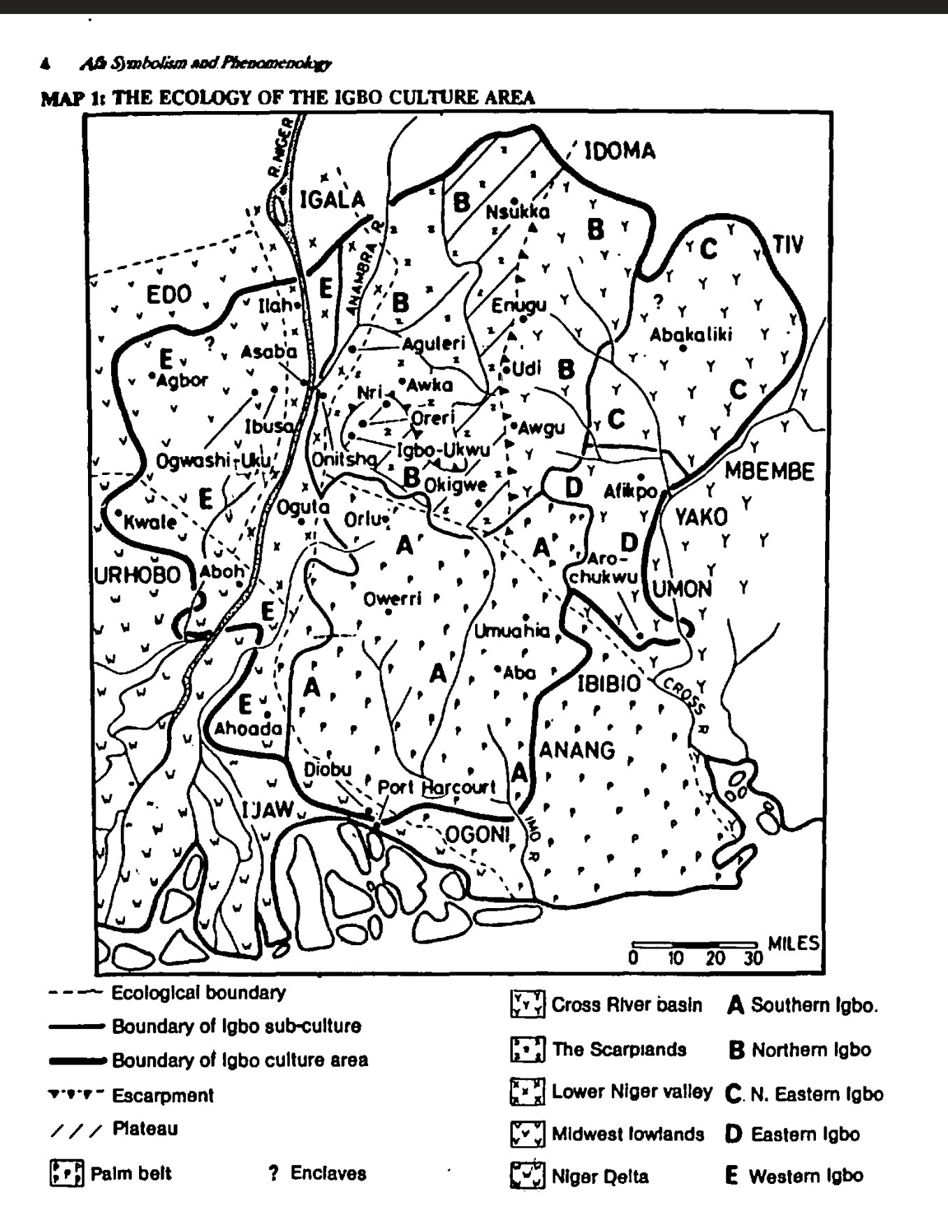 Map 1: Anthropographic Map of Nri by M. Angulu Onwuejeogwu.