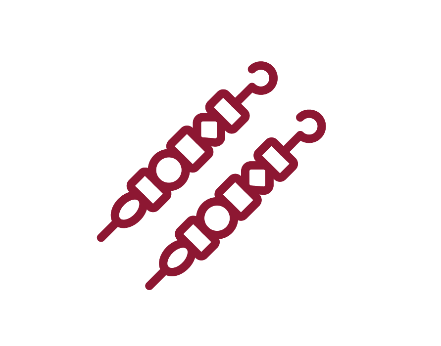 Illustration of two tow hooks, one larger and one smaller, in a dark burgundy color, on a transparent background.