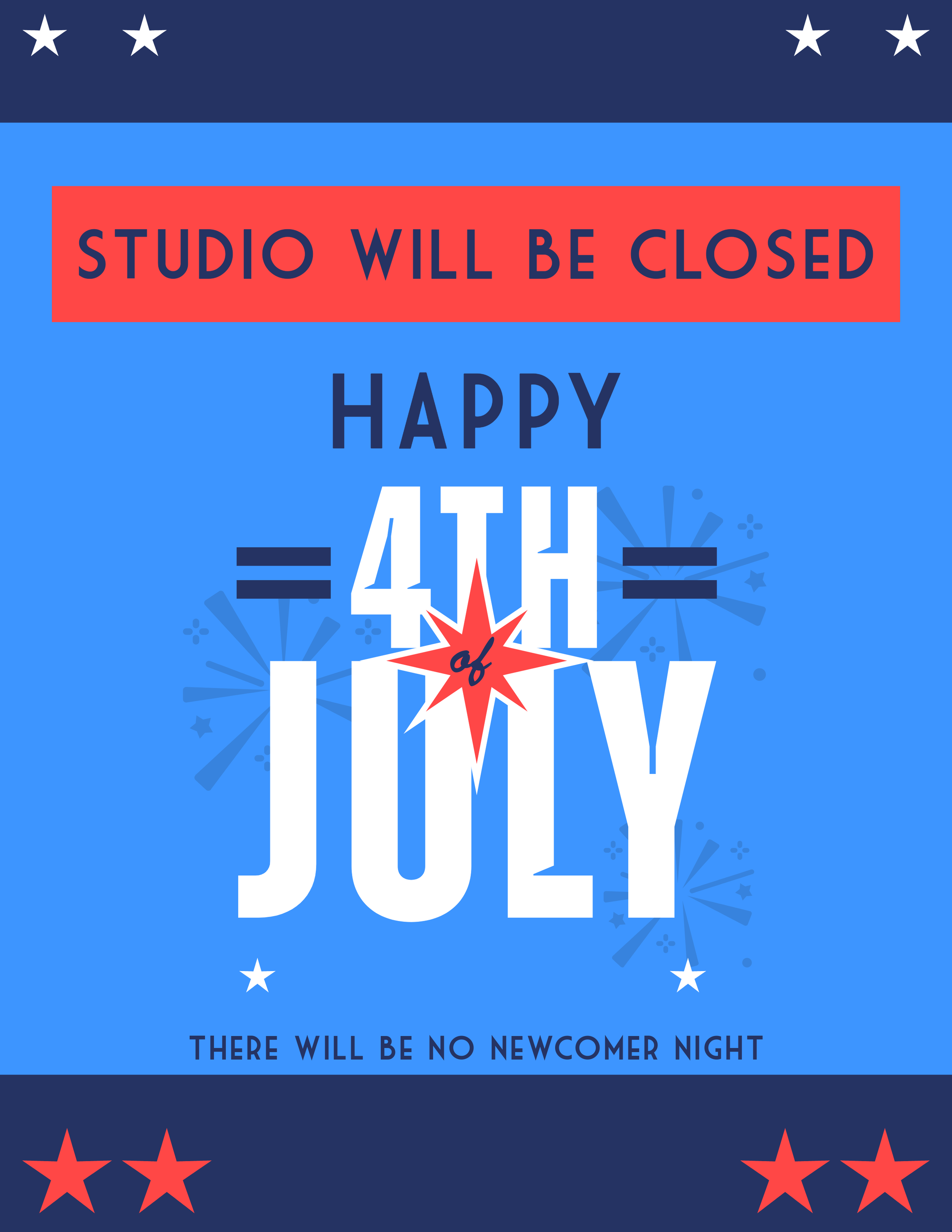 Studio Closed for 4th of July