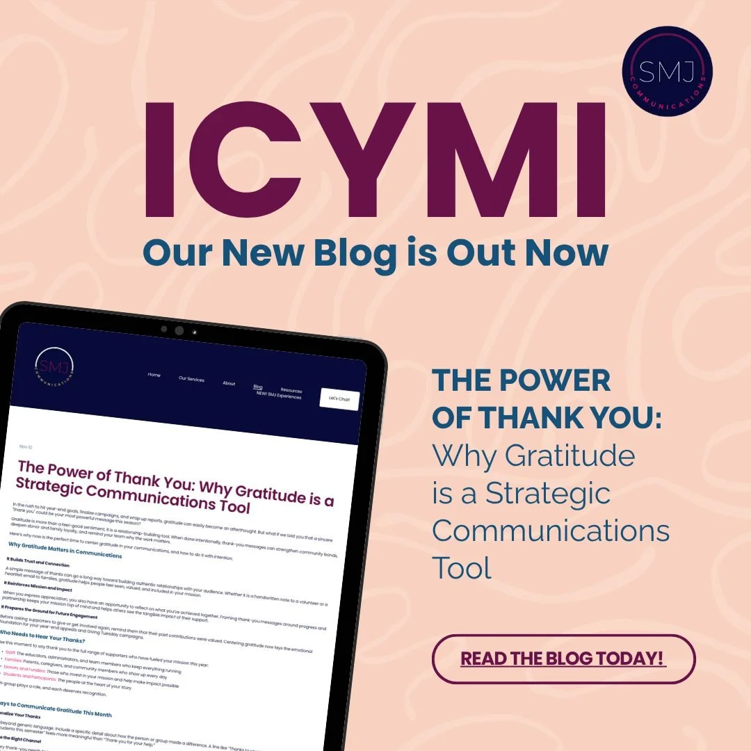 ICYMI: We released a new blog! 

Your next strategic move might be as simple as two words: Thank you.

In our latest blog, we explore why gratitude should be at the center of your year-end communications, and how to make it meaningful.

Read it now w