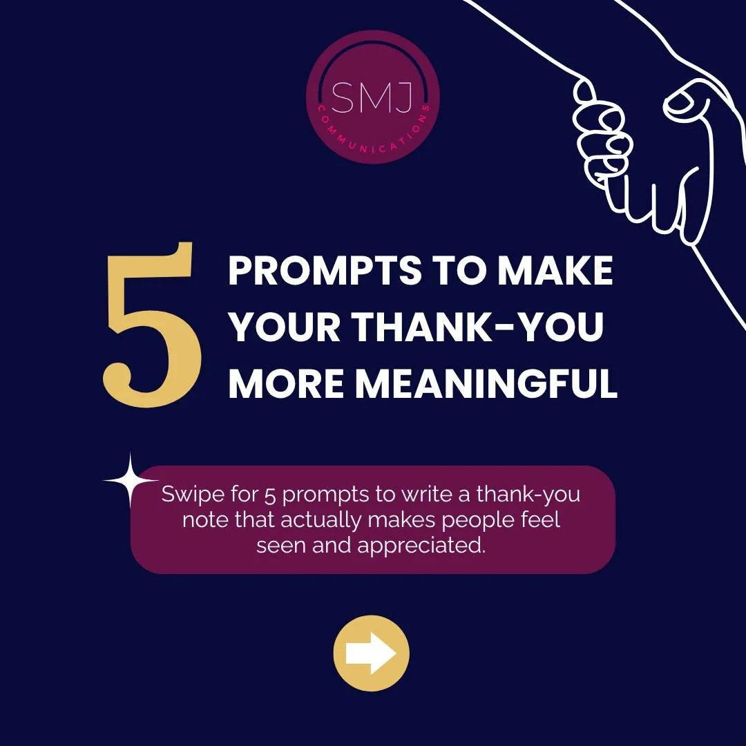 What turns a thank-you into something unforgettable?

Specificity. Heart. Intention.

As you send gratitude notes this season, whether to families, donors, staff, or partners, start with a prompt that centers the why. 💛

Scroll for five reflection-b