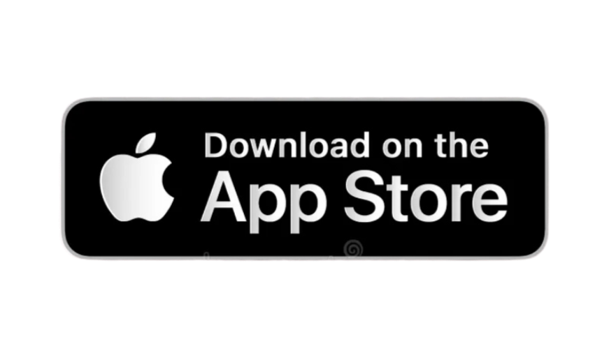 Black button with white Apple logo and text 'Download on the App Store'.