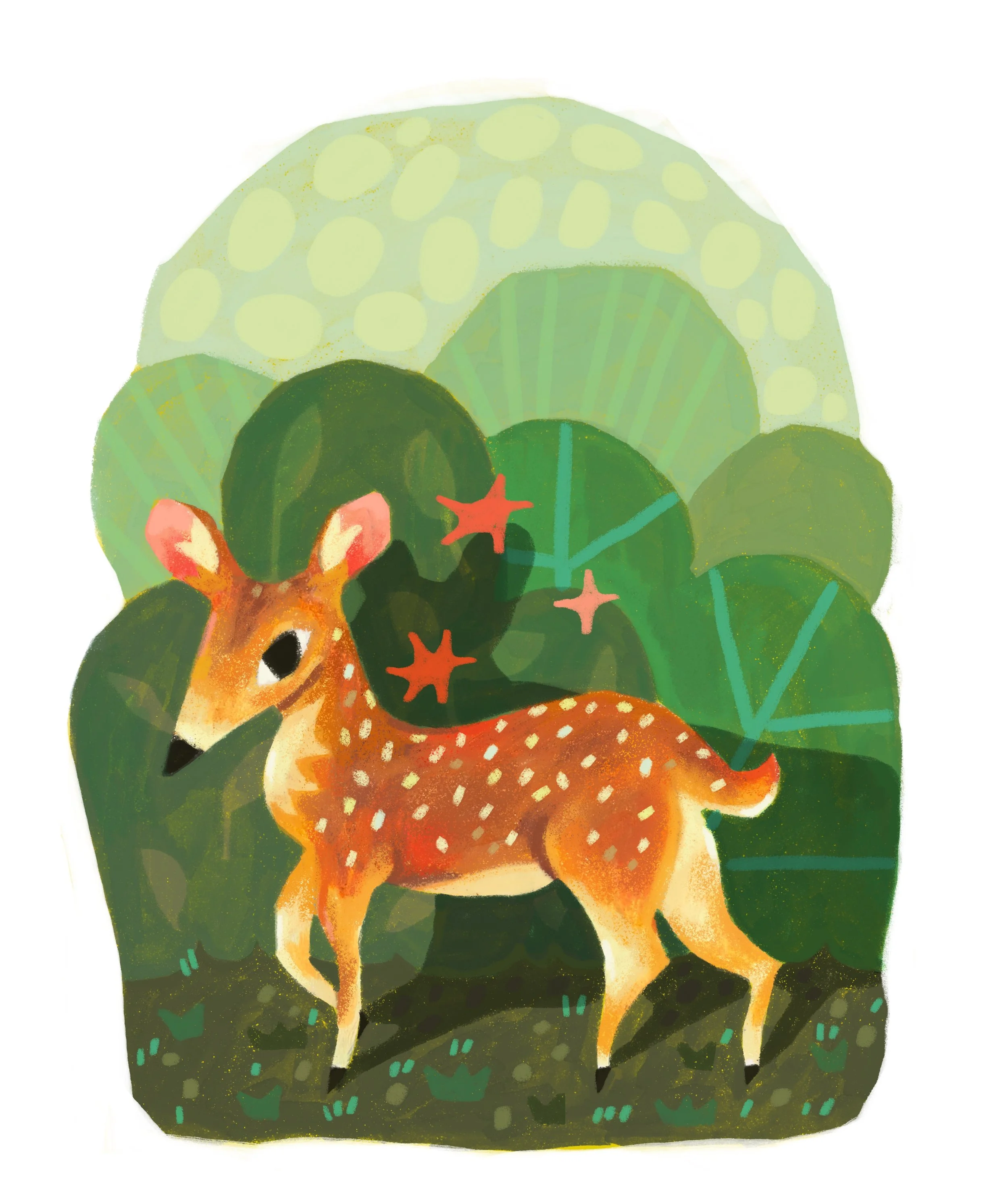 "Fawn Vignette", pastel on mixed media paper, edited on Procreate