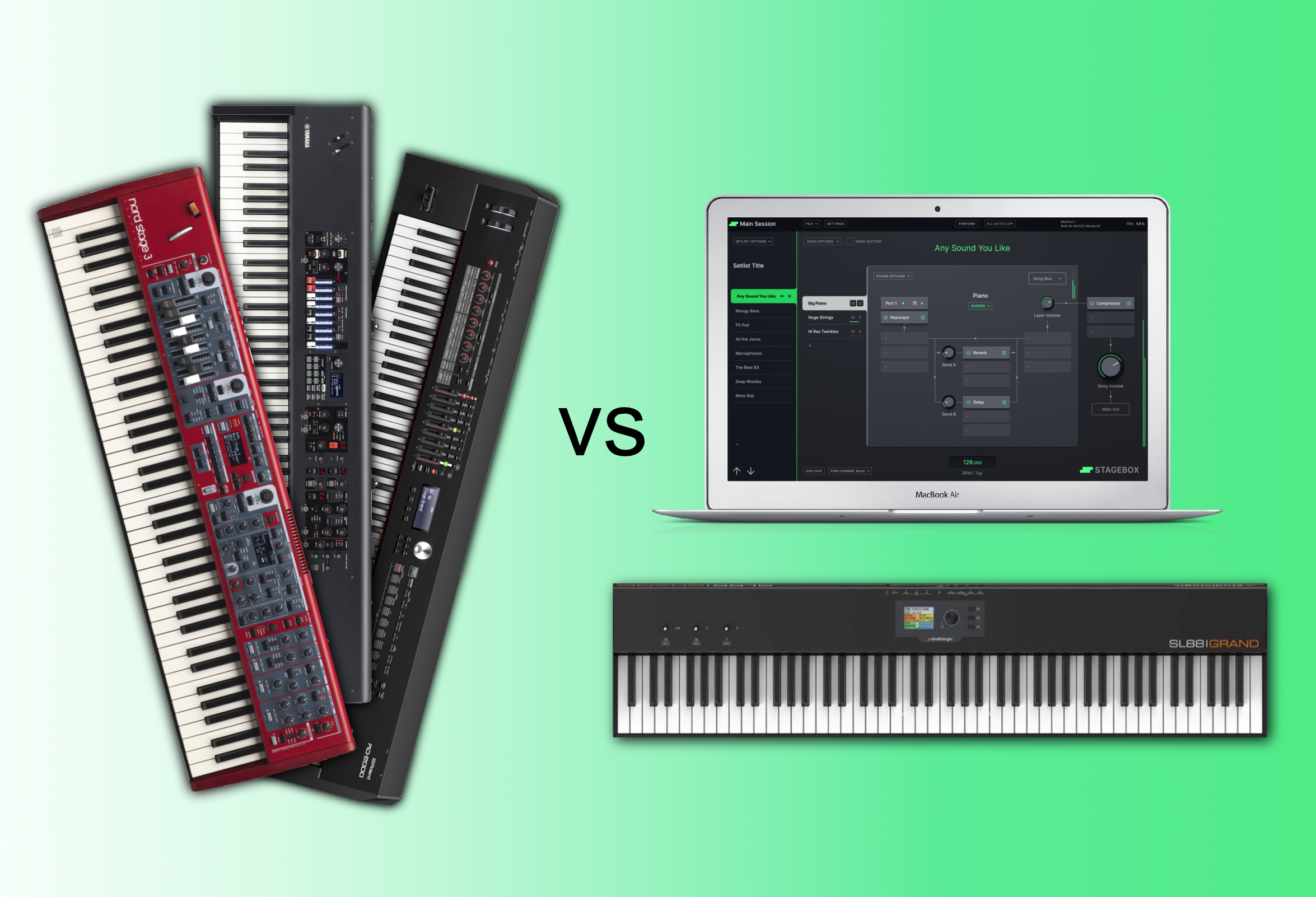 Does a laptop keyboard rig sound better than a stage piano?