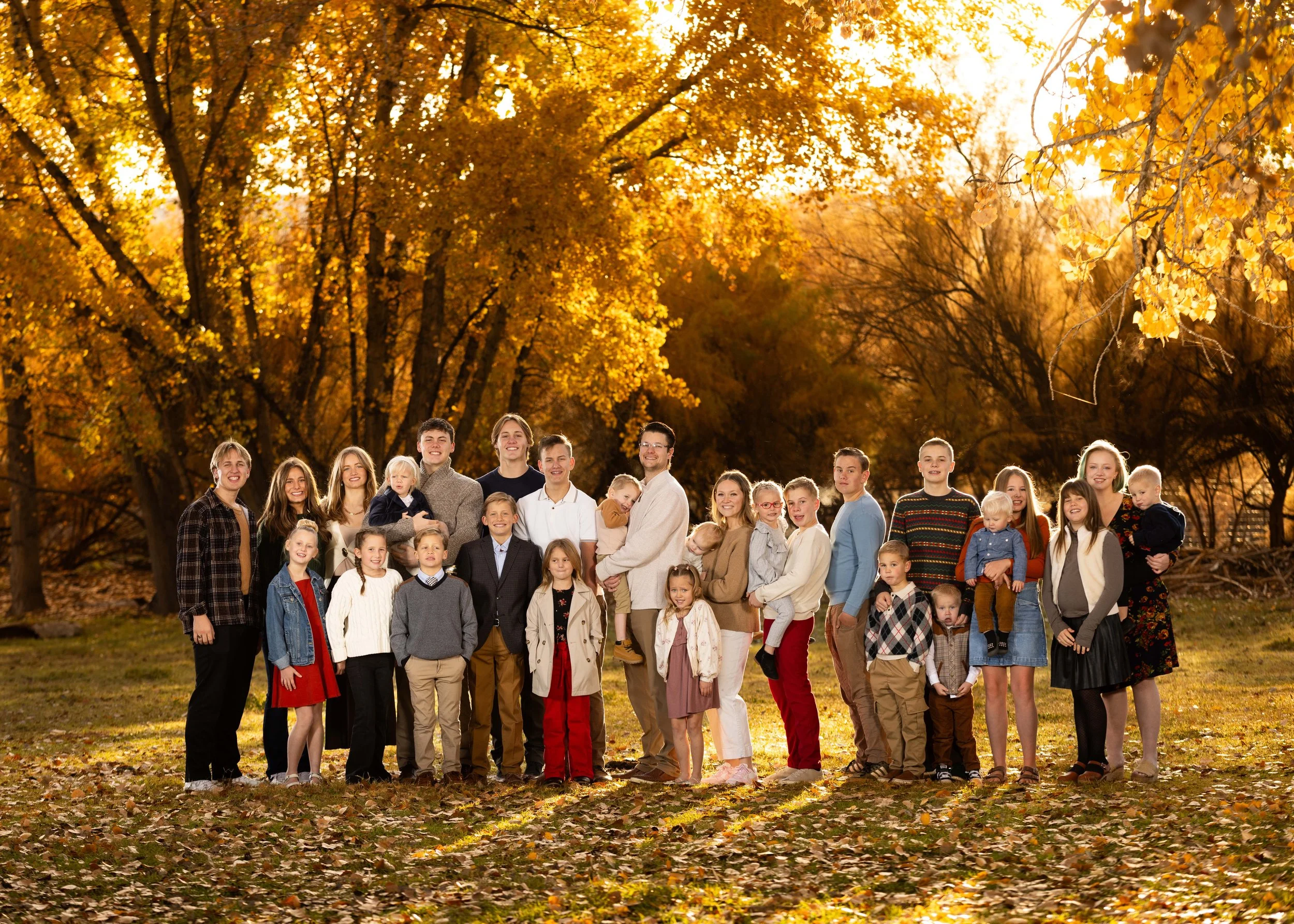 bright and natural color Large group of kids together in the fall in southern utah.