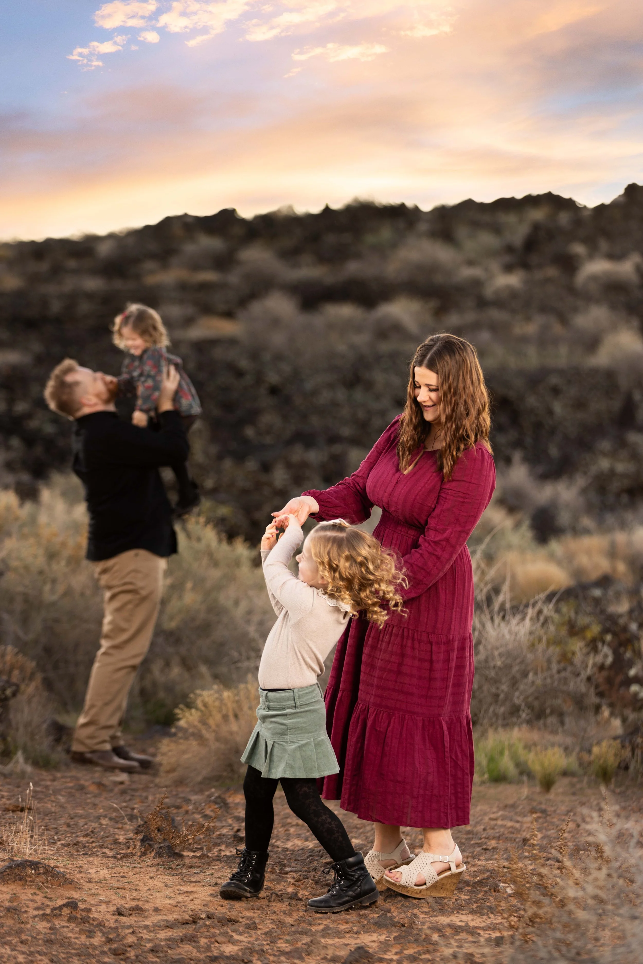 Playful stress free family photos with dark and moody edits