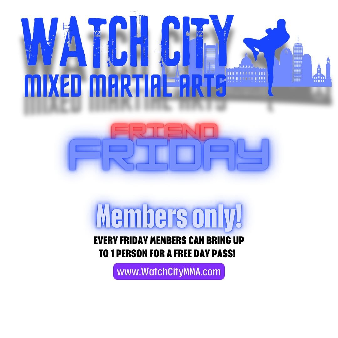 WatchCityMMA is now introducing &ldquo;Friend Friday&rdquo;!
Every Friday members can bring up to 1 person for a free day pass! Help us build the community and bring a friend! 
.
.
#friend #friday #gympromo #newgym #buildcommunity #community #mma #mu