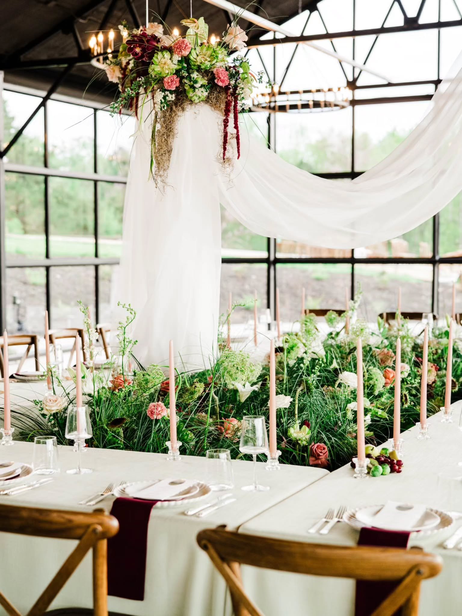 A tablescape that feels like a meadow in full bloom! Layered textures and the dreamiest light pouring into Solara Ridge&rsquo;s newest venue space. This is the kind of design that transforms a reception into an experience.

Virginia Wedding Photograp