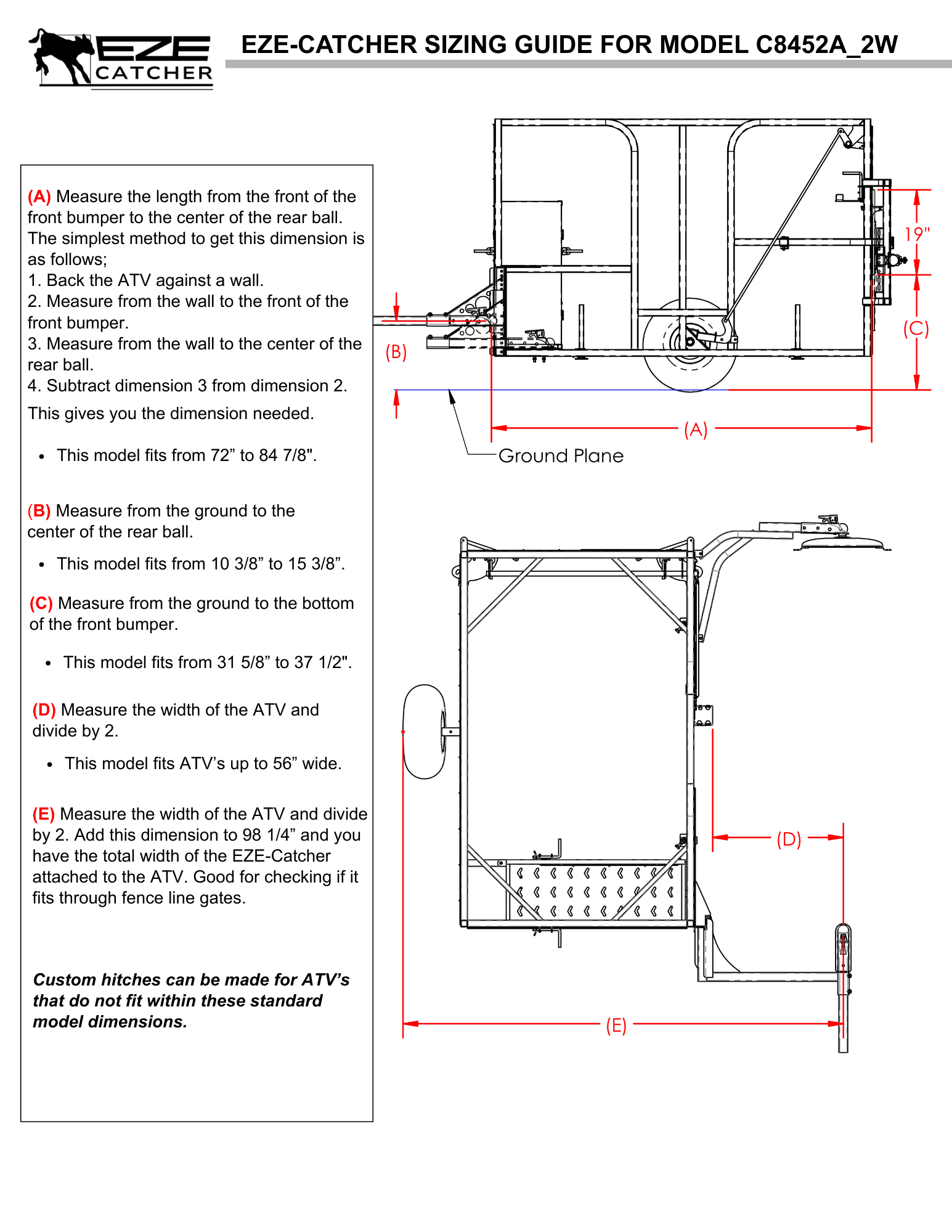 Instructions on how to measure your ATV to attach a calf catcher cage to it with a front bumper mounting bracket