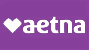 A purple background with the white Aetna logo and a heart symbol.