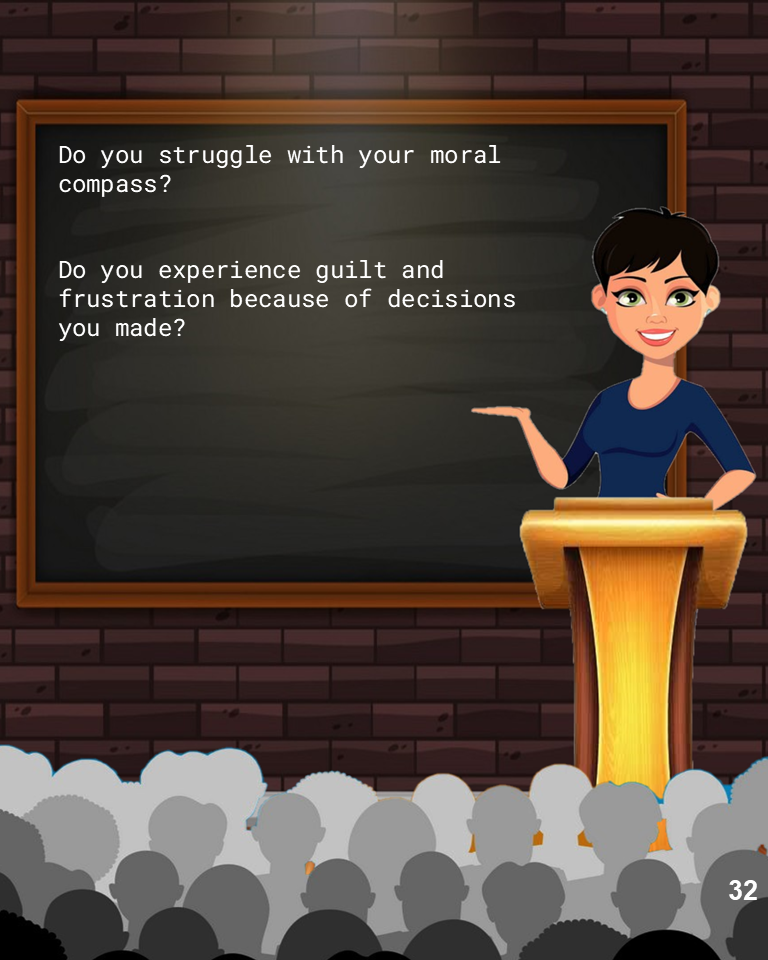  Moral emotions such as guilt, remorse and shame may arise when an individual perceives a discrepancy (cognitive dissonance) between their “own actual behavior (or unjustified lack of activity) and the wish to conform to his or her own desired self-i
