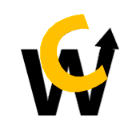 Logo with a stylized letter G in yellow and a black arrow pointing upward, and a V underneath.