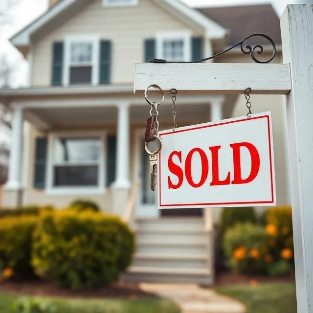 House with sold sign and set of keys