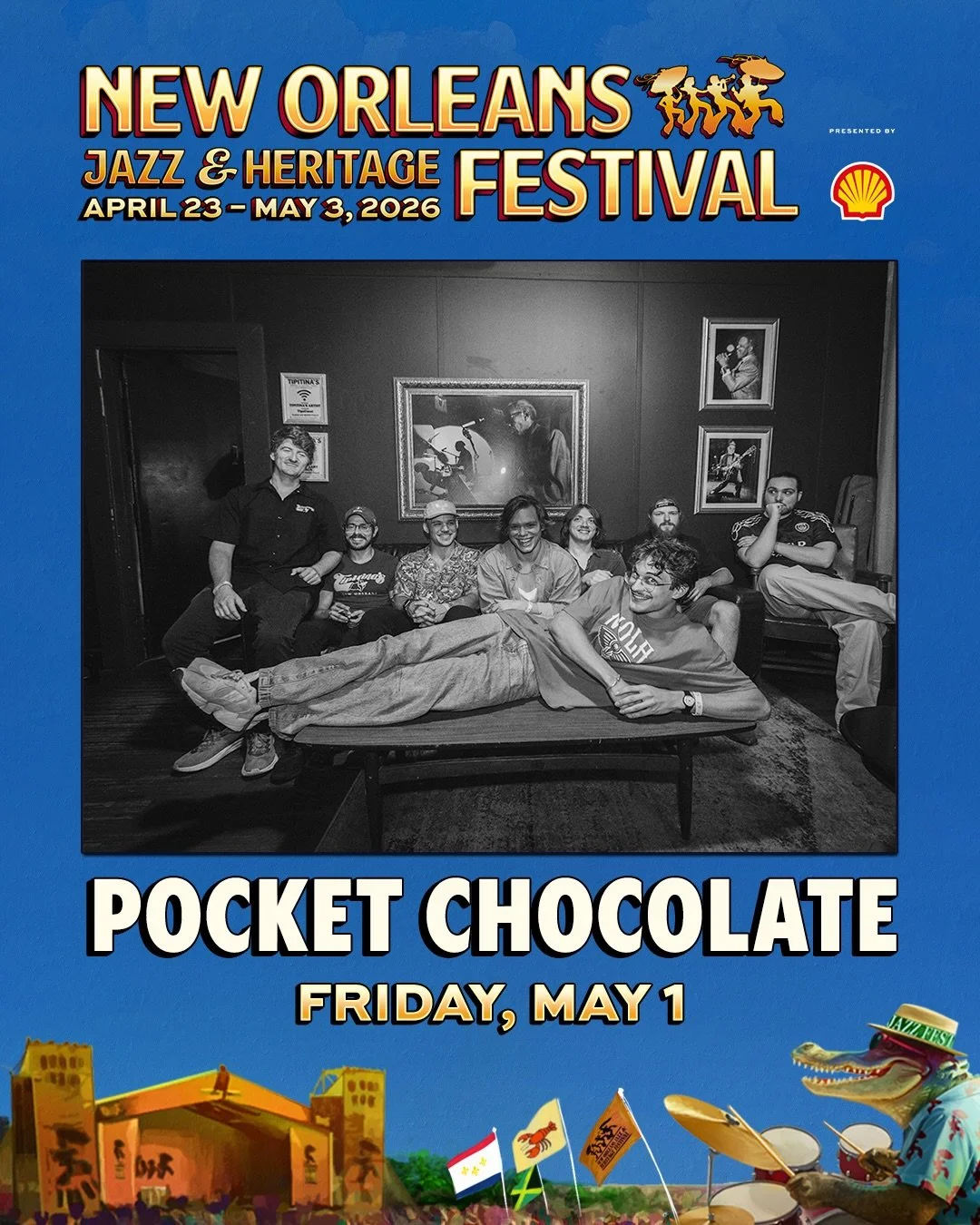 @jazzfest weekend 2 loading&hellip;find us on GENTILLY STAGE at 11:20 THIS FRIDAY, MAY 1ST!🌞

@carrollton_station Jeff Fest Saturday night wraps up our best fest season yet!! See yall there🍫
.
.
.
.
.
.
#neworleans #pocketchocolate #jazzfest #livem