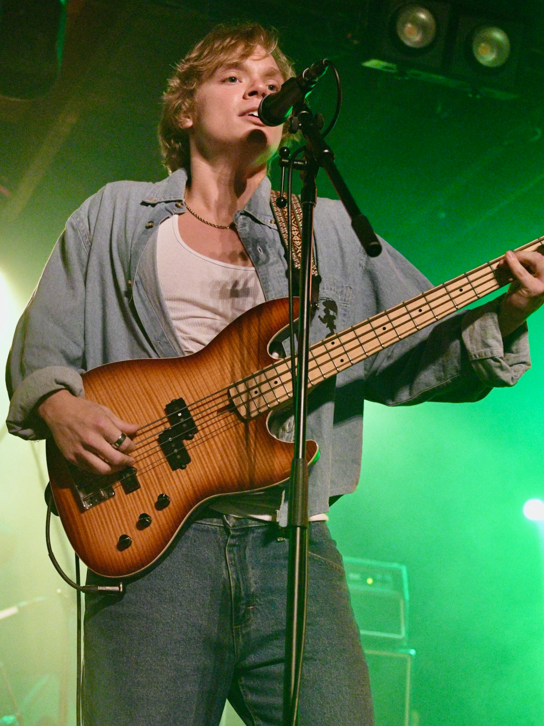 Gabe France sings and plays bass live in New Orleans.