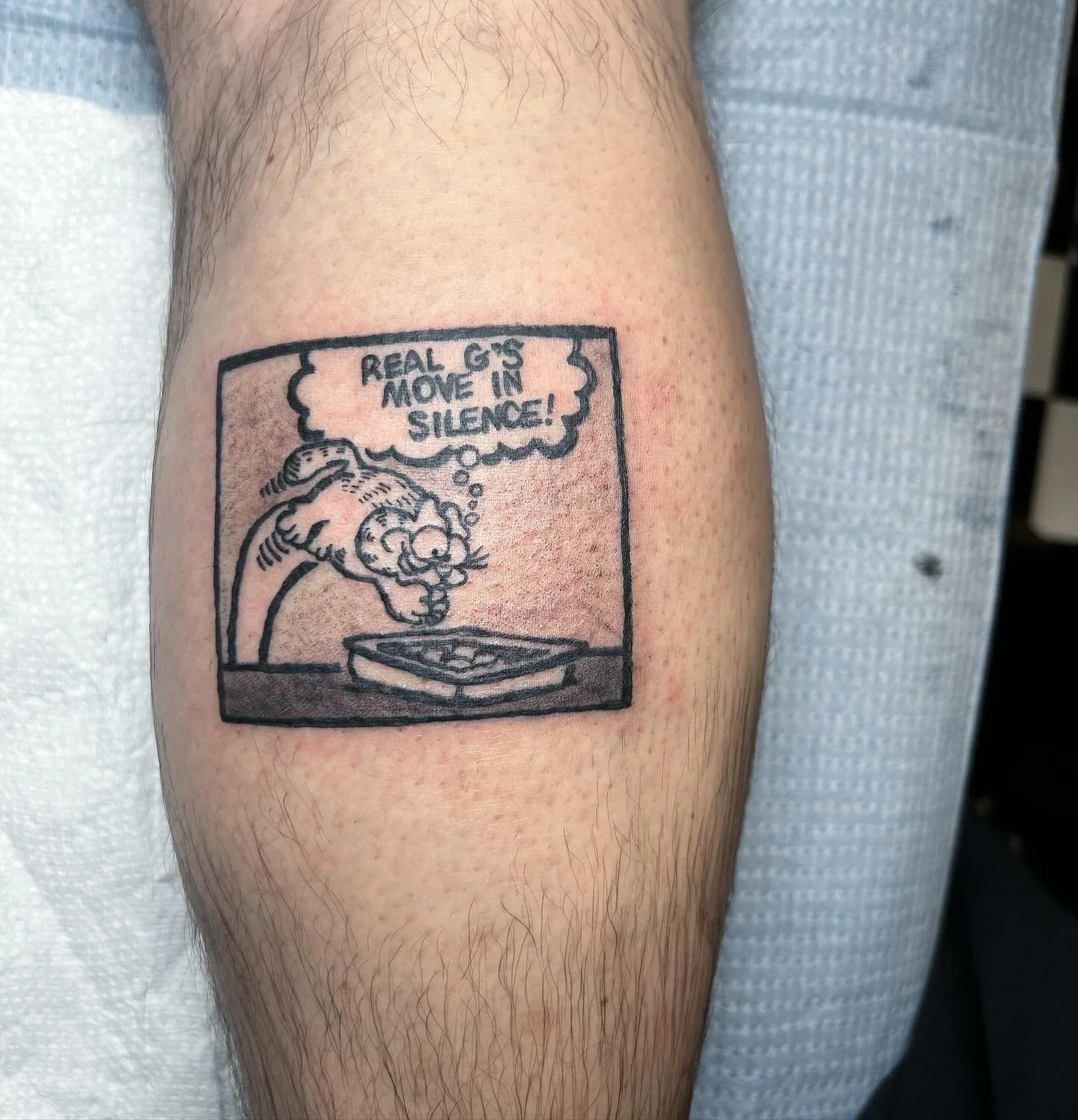 sooooo stoked i got to do this lil wayne x garfield flash!! #tattooapprentice #lucky24tattoo #nashvilletattoo #garfield