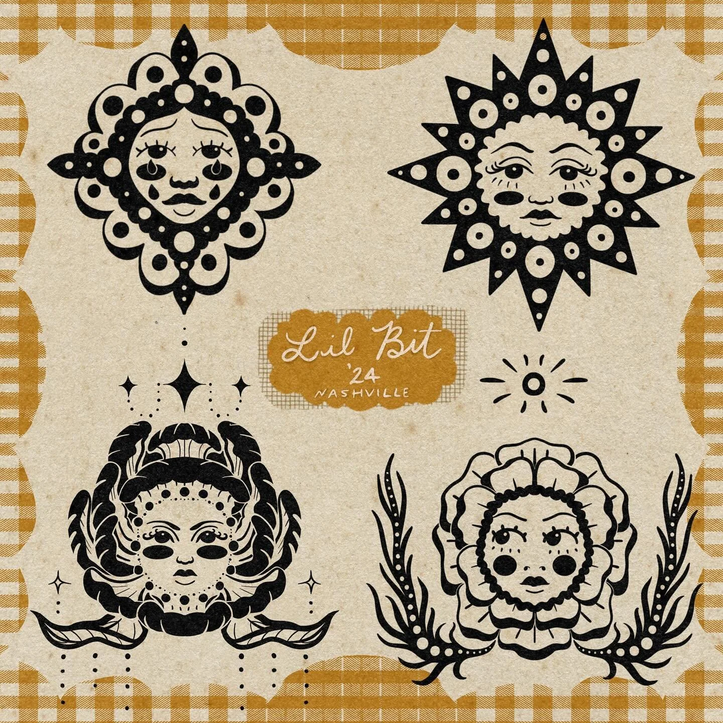 some ornamental ish ladies🌞🌼 booking form in bio or dm to claim!  #bookingnovember #tattooapprentice #nashvilletattooartist #flash