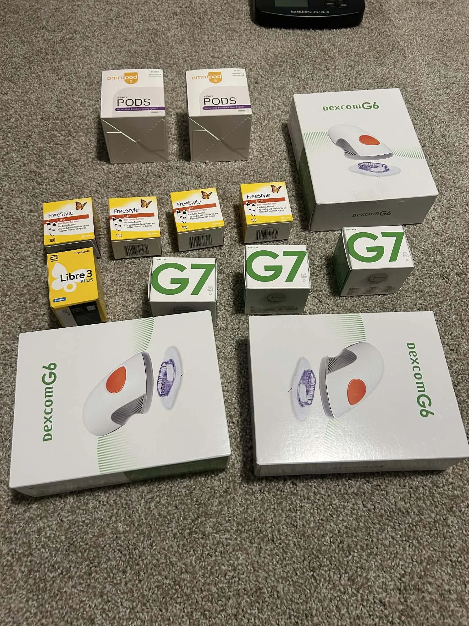 Unopened Dexcom G7 sensors, Omnipod pods, and Libre diabetic supplies available for fast cash buy back