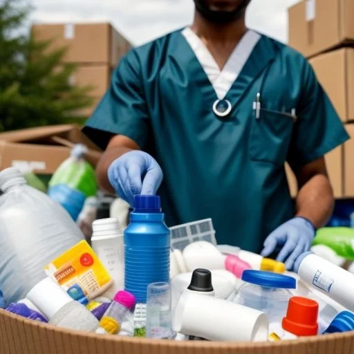 Healthcare worker sorting unused diabetic supplies for resale, promoting cash for diabetic supplies and reducing waste.