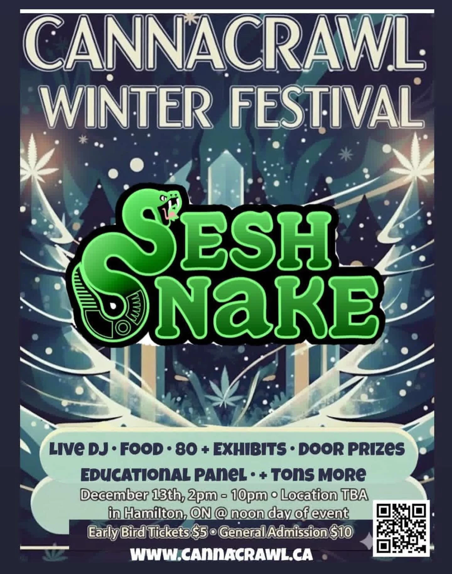 🌿 CannaCrawl &ndash; December 13th | Hamilton 🌿
❄️ WINTER FESTIVAL EDITION ❄️

🎉 Back &amp; Cooler Than Ever!

🔥 80+ Vendors
🌆 2,000+ Attendees Last Time
📍 Location: Hamilton &ndash; Dropped at NOON on Event Day
🎟️ Tickets &rarr; www.cannacraw