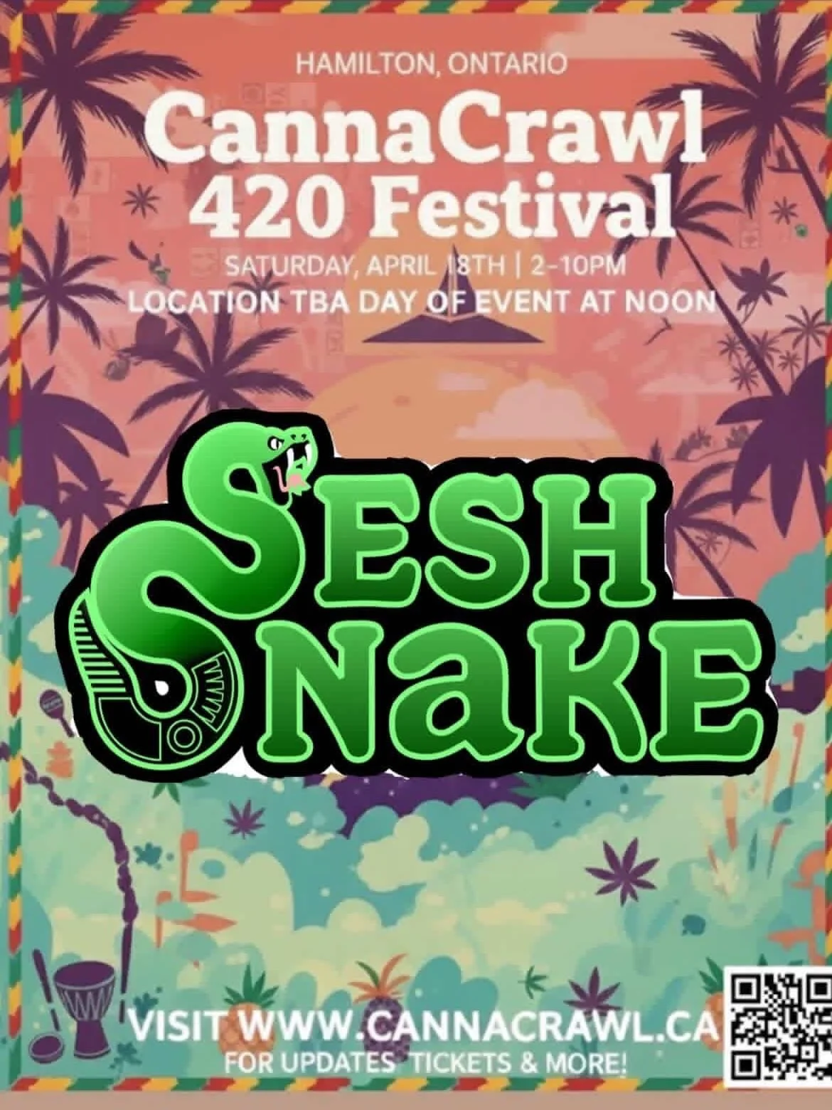 Hey seshers, we will be going to cannacrawl April 18th, be sure to get your tickets from @highsocietysupperclub and @hamiltonvapefamily to see us there!! 🐍♻️🇨🇦🔥🙏