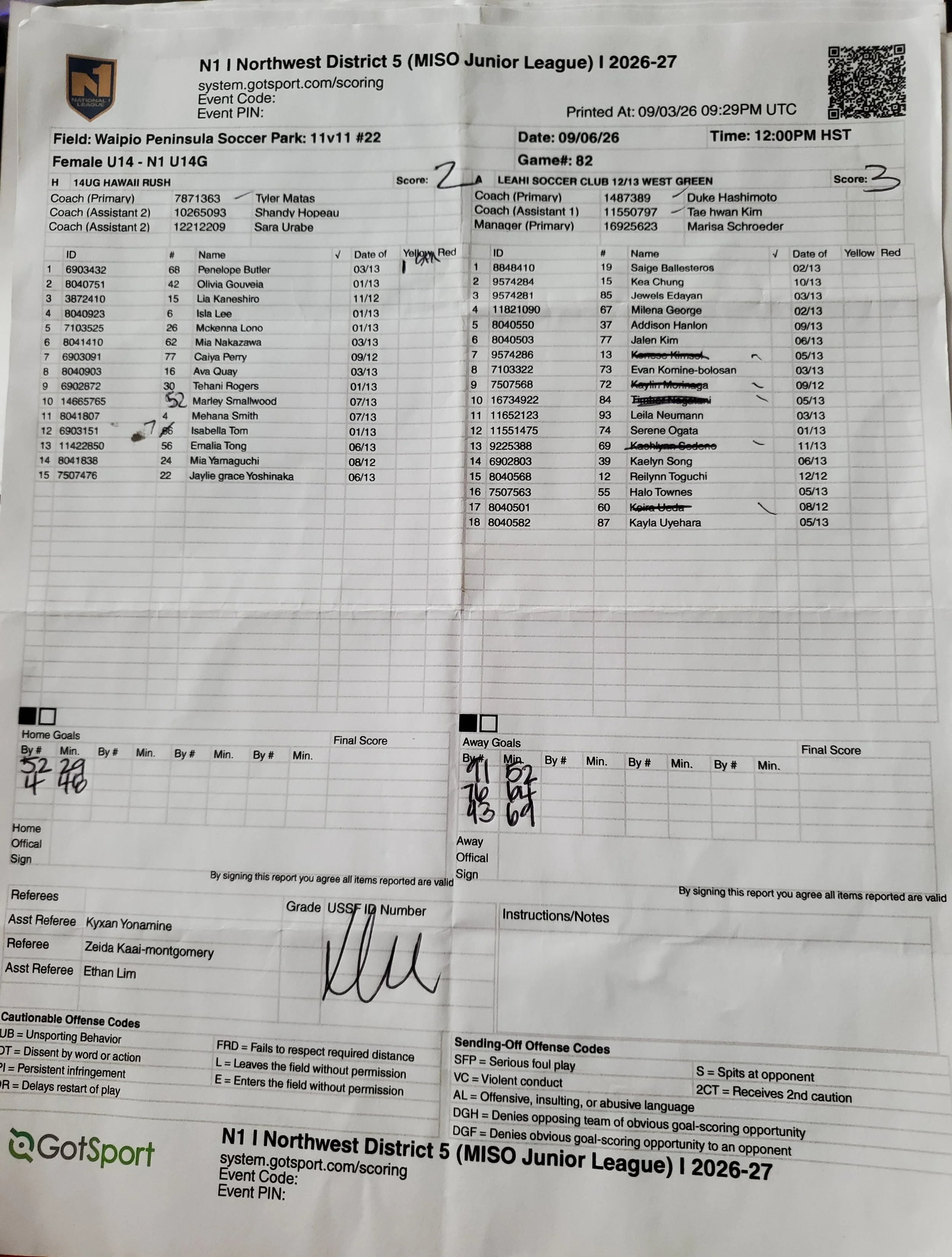 U14G Game 82 9/6/26