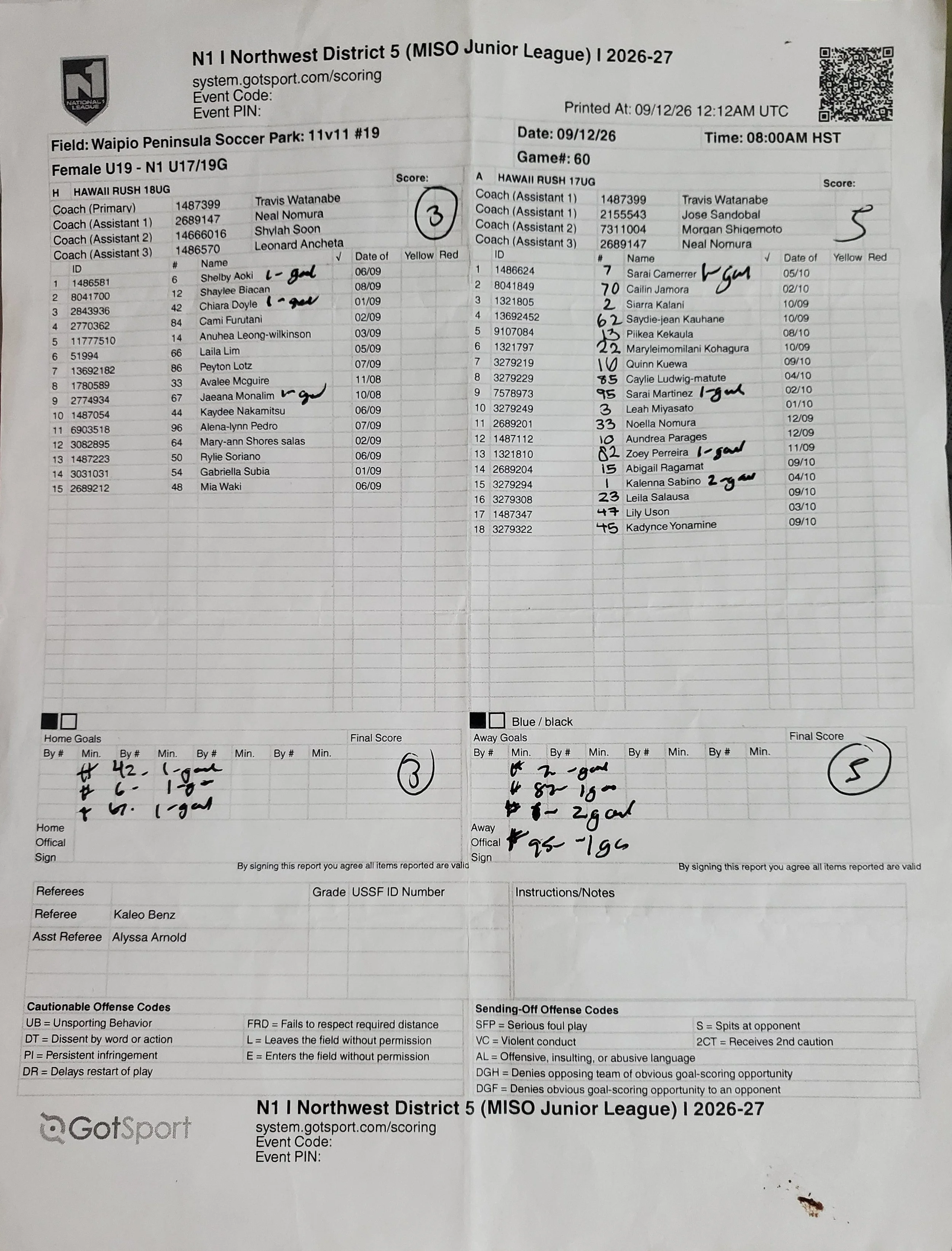 U17/19G N1 9/12/26 Game 60