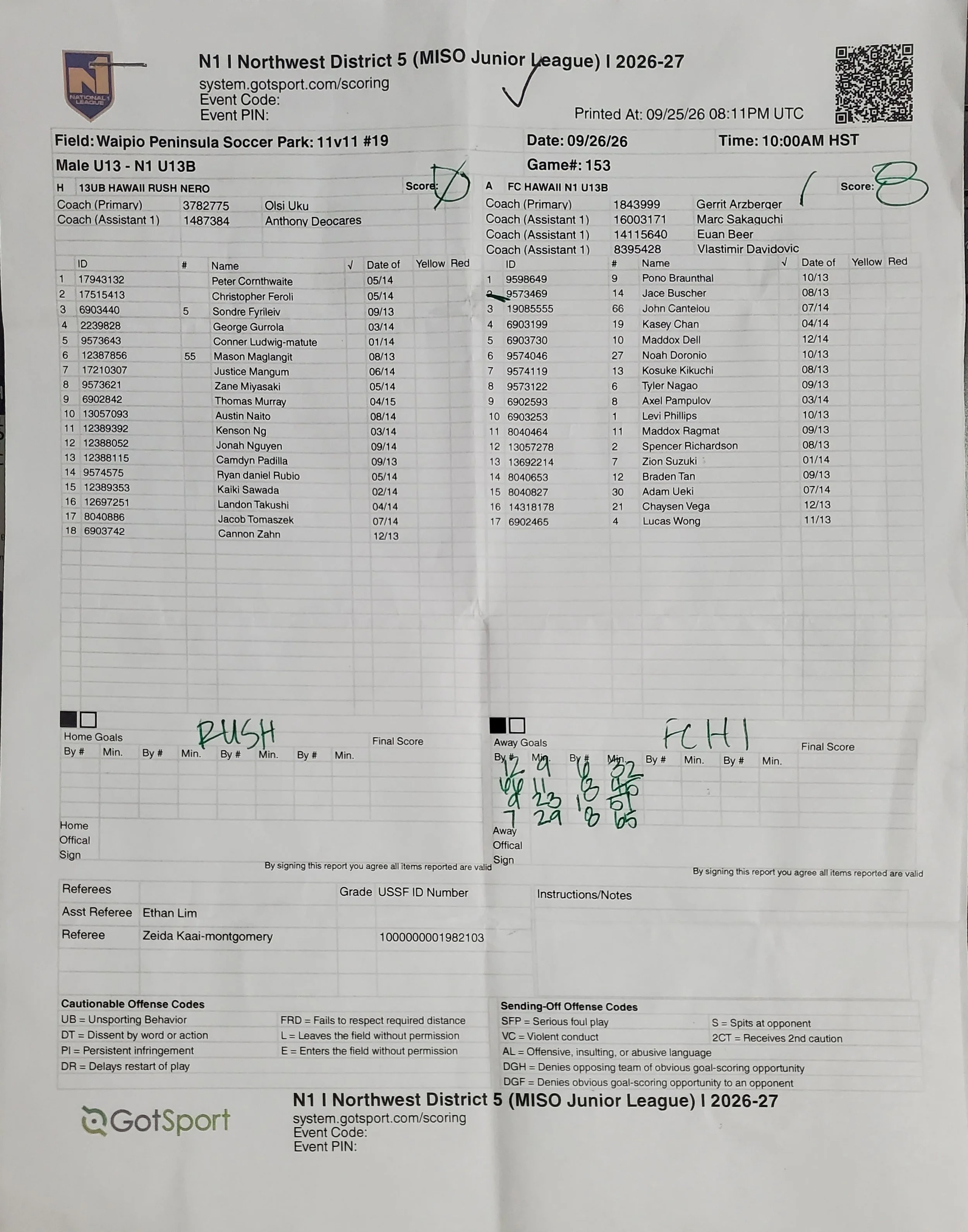 9/26/26 Game 153