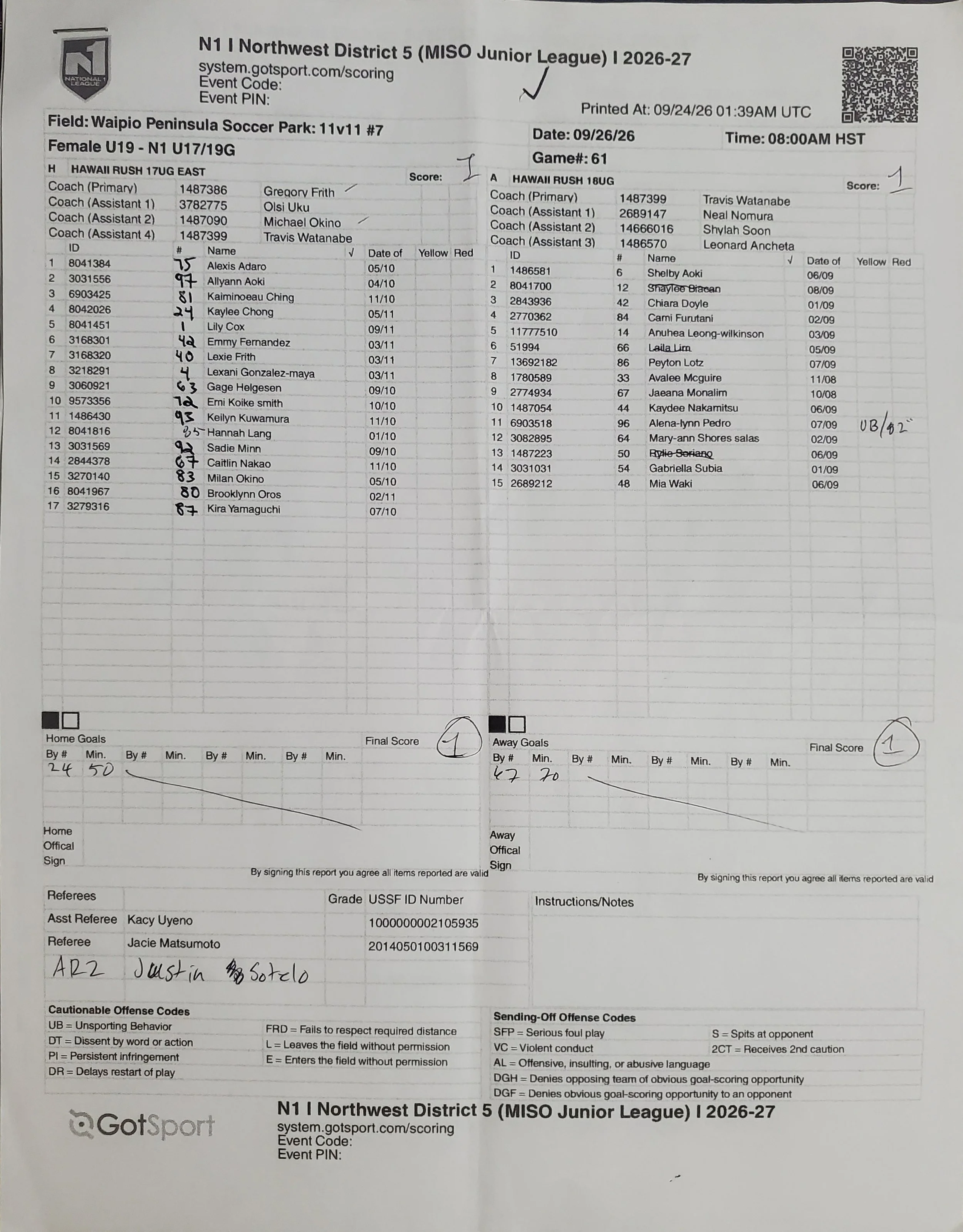 9/26/26 Game 61