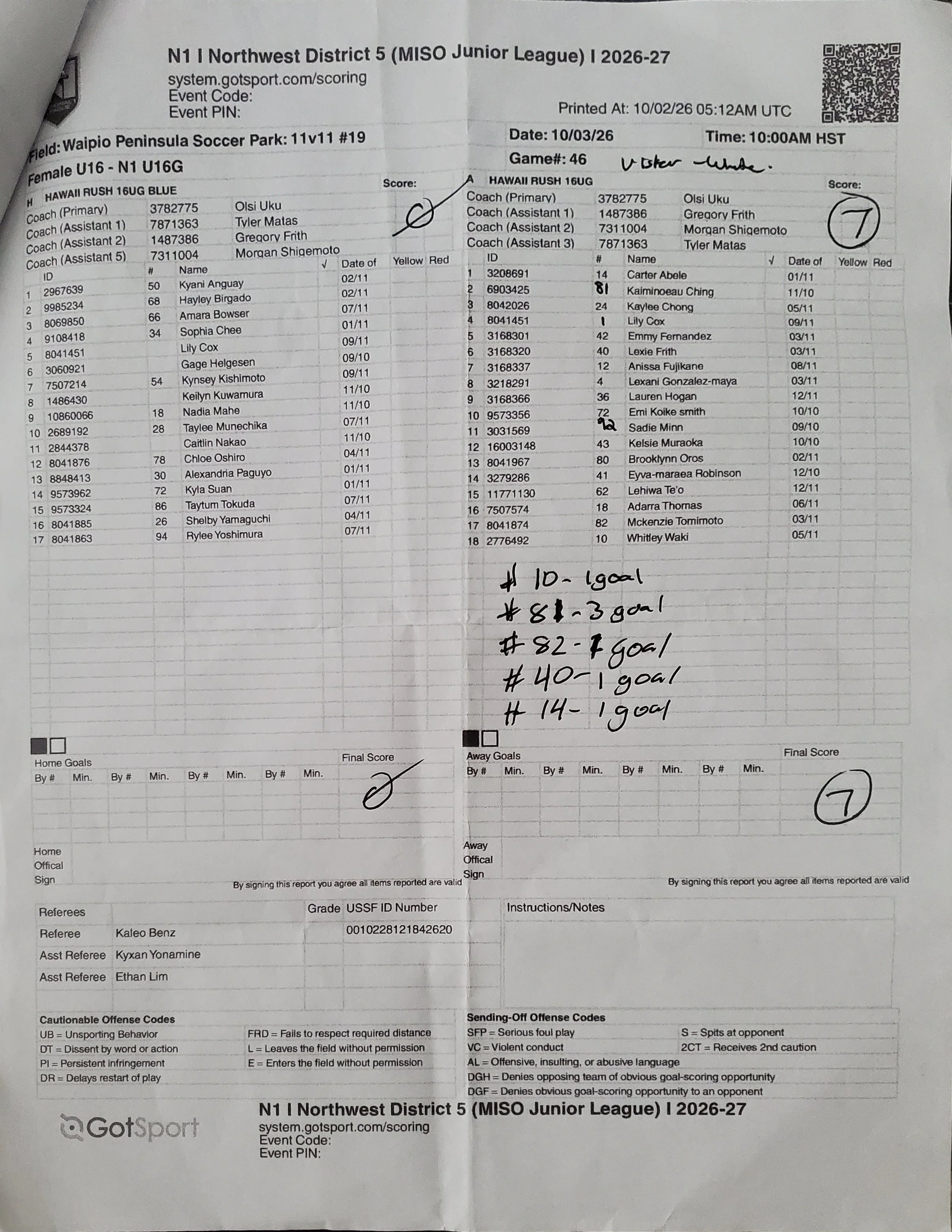 N1 10/3/26 Game 46