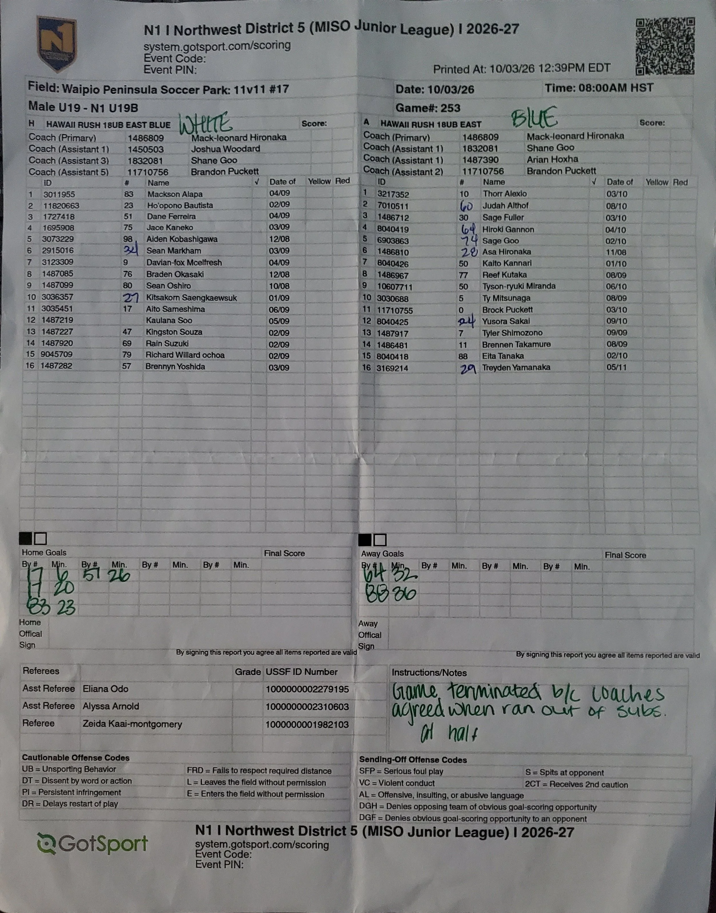N1 10/3/26 Game 253