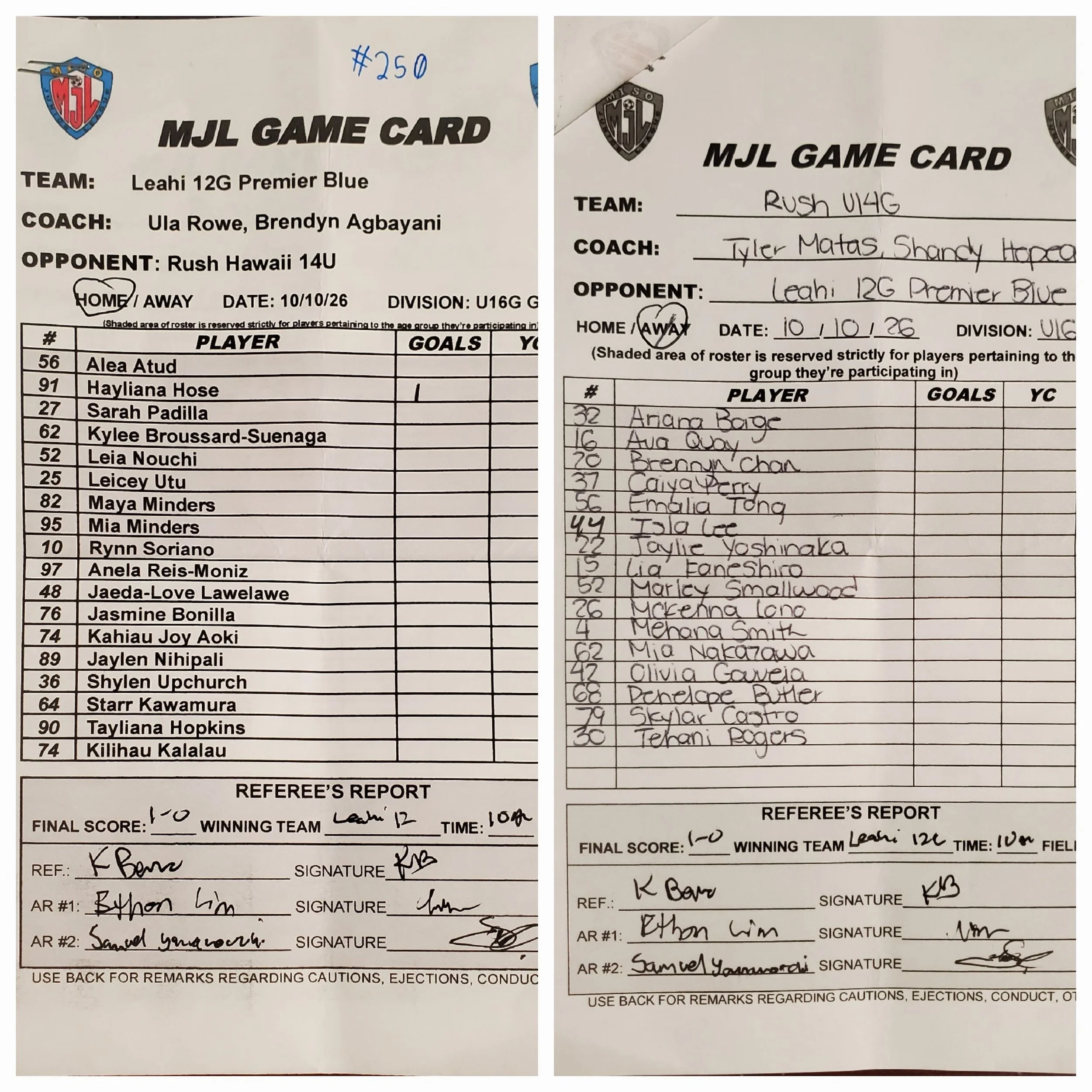 U16G Gold Game 250